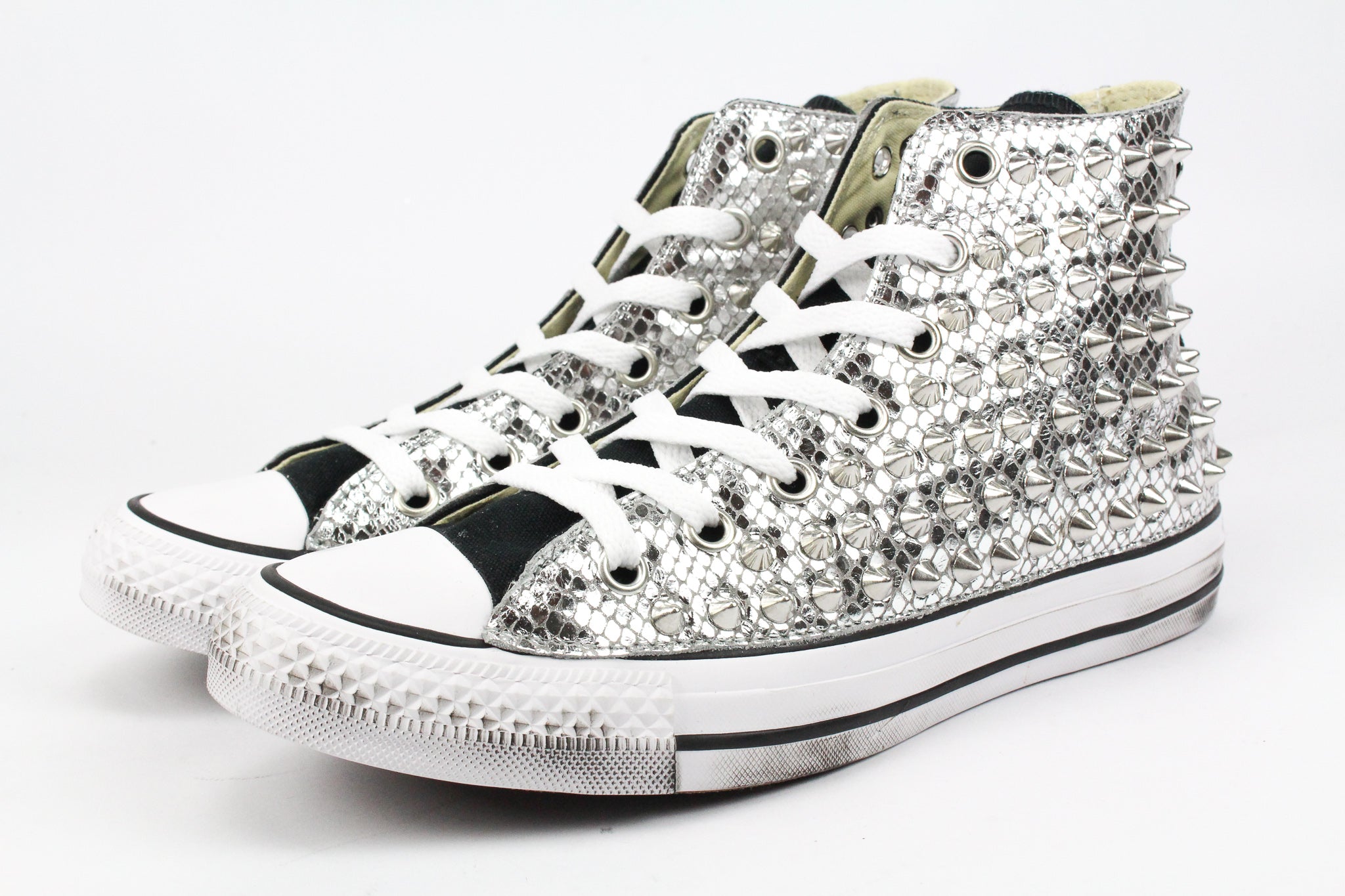 Converse All Star Black Total Pitone Laminato & Borchie