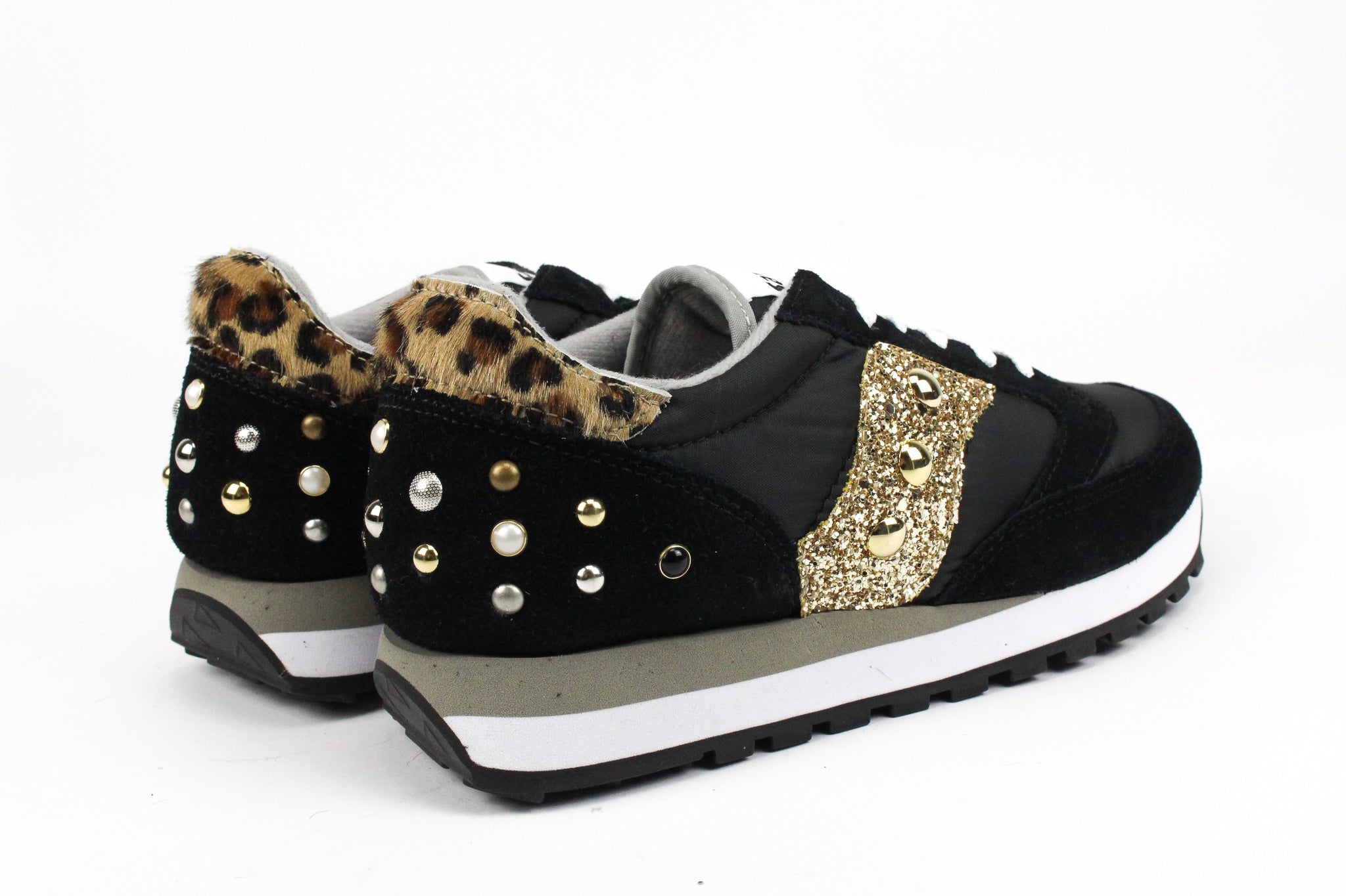 Saucony Jazz Black Maculate Gold Glitter & Borchie