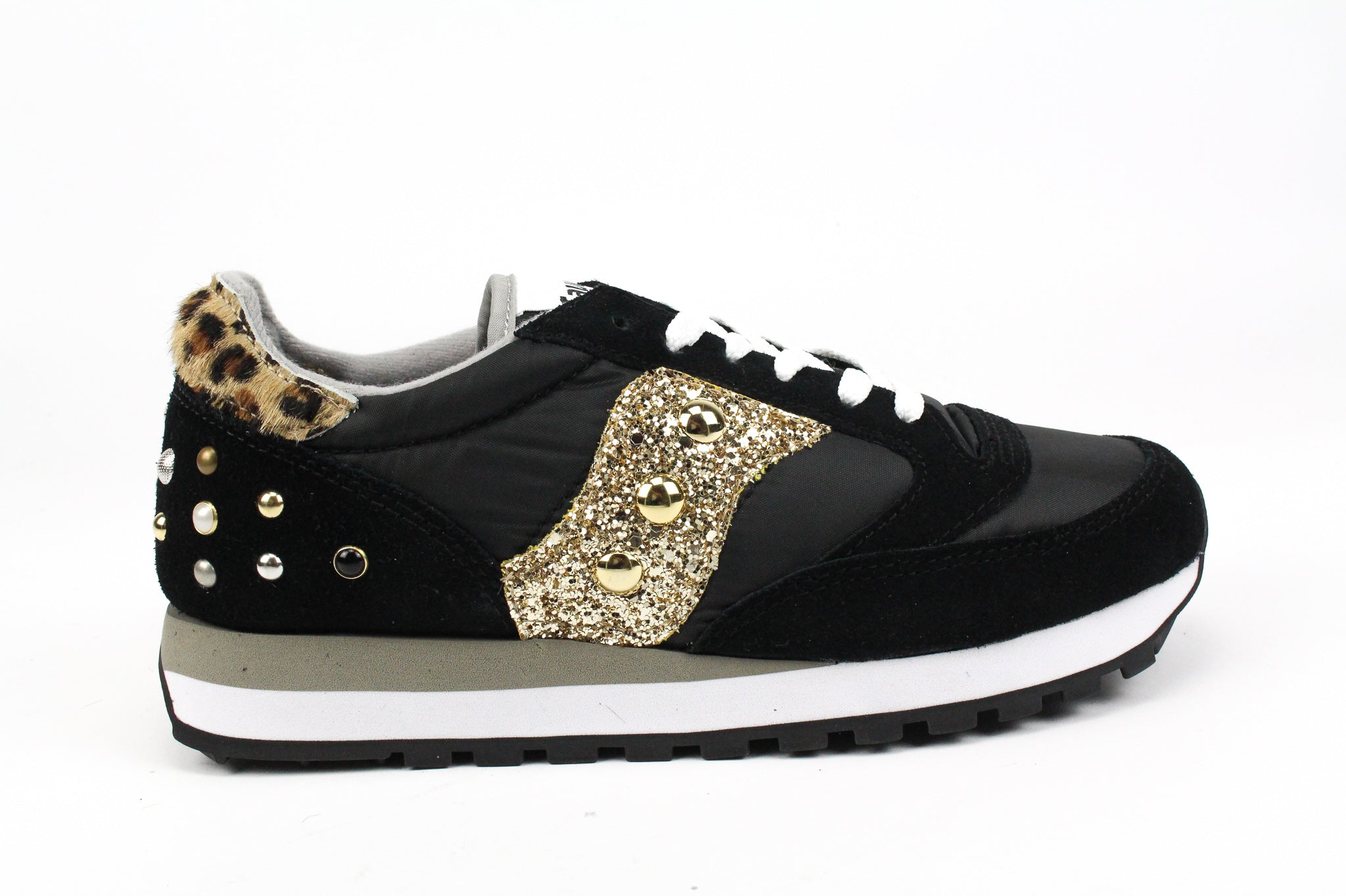 Saucony Jazz Black Maculate Gold Glitter & Borchie