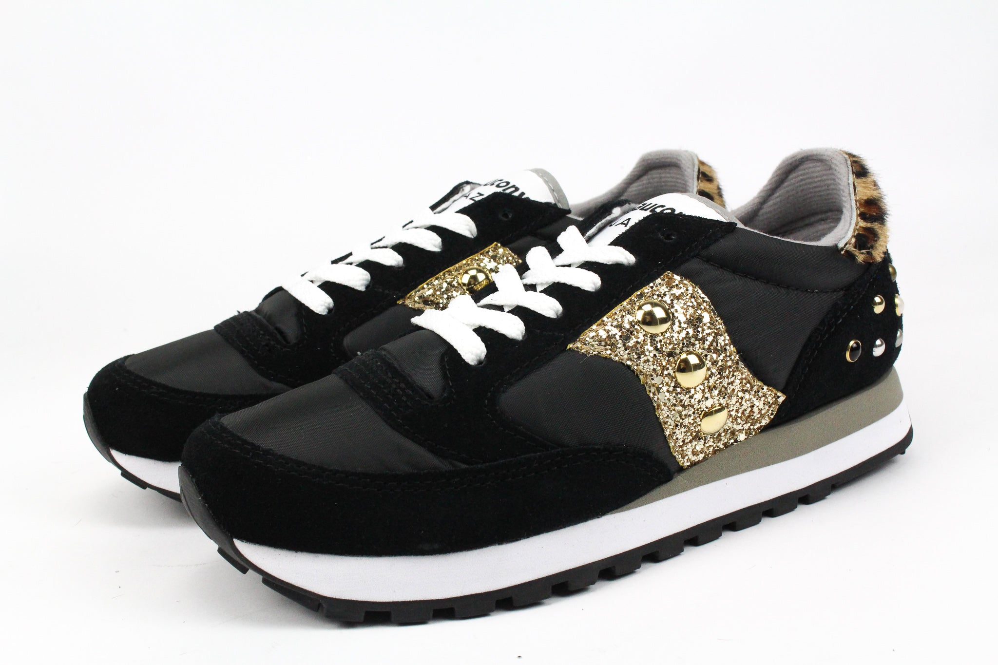 Saucony Jazz Black Maculate Gold Glitter & Borchie