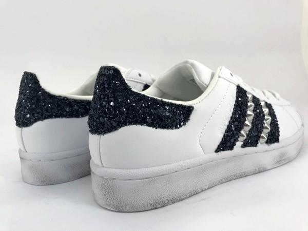 Adidas Superstar Glitter blu + borchie