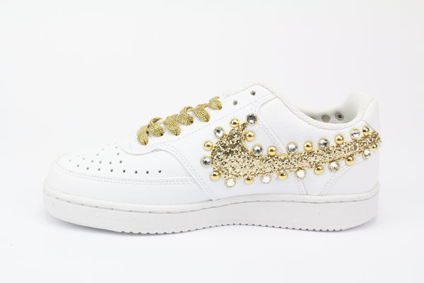 Nike Court Vision Low Gold Glitter Borchie & Strass
