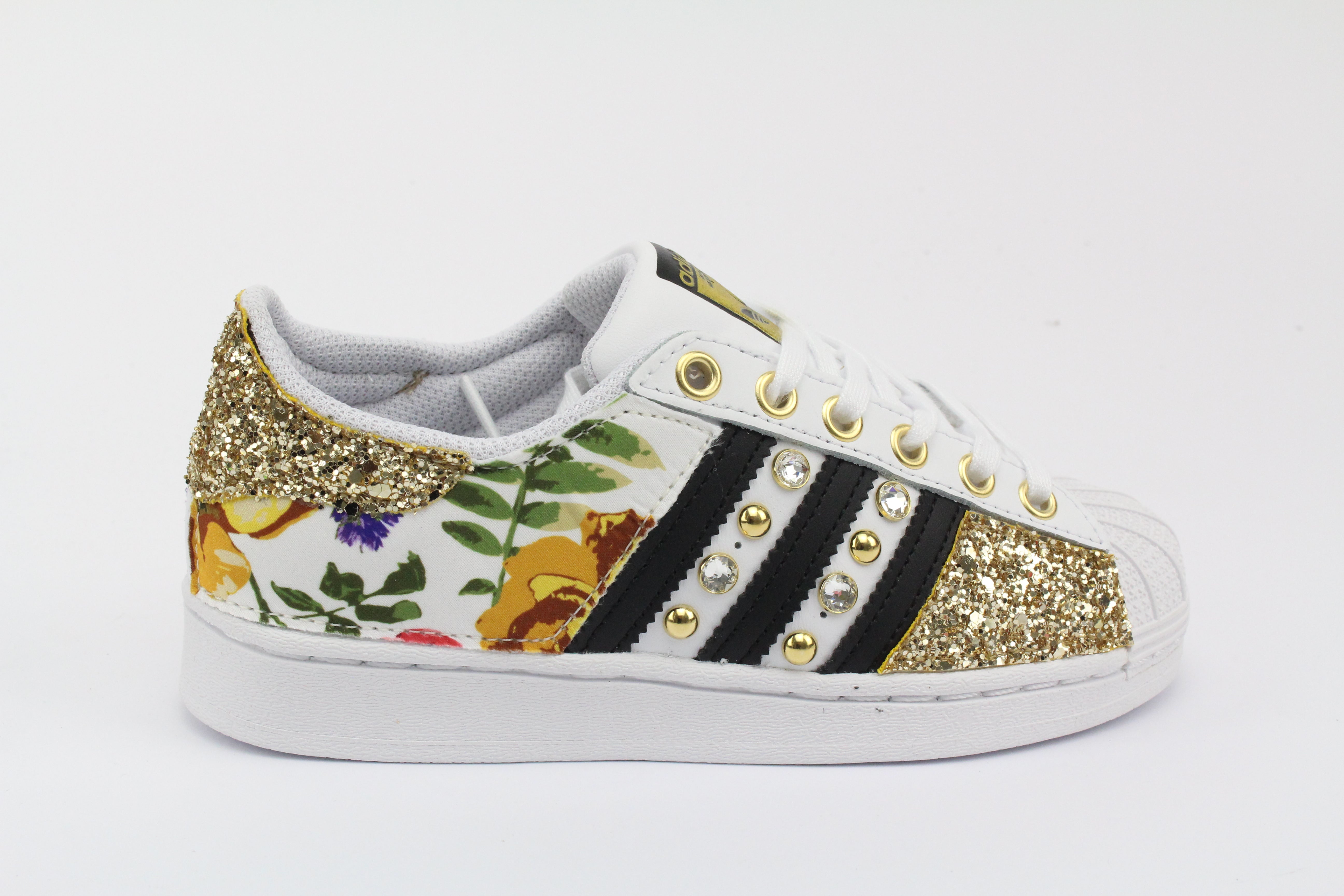 Adidas Superstar J Flowers Gold 1 Glitter &amp; Studs