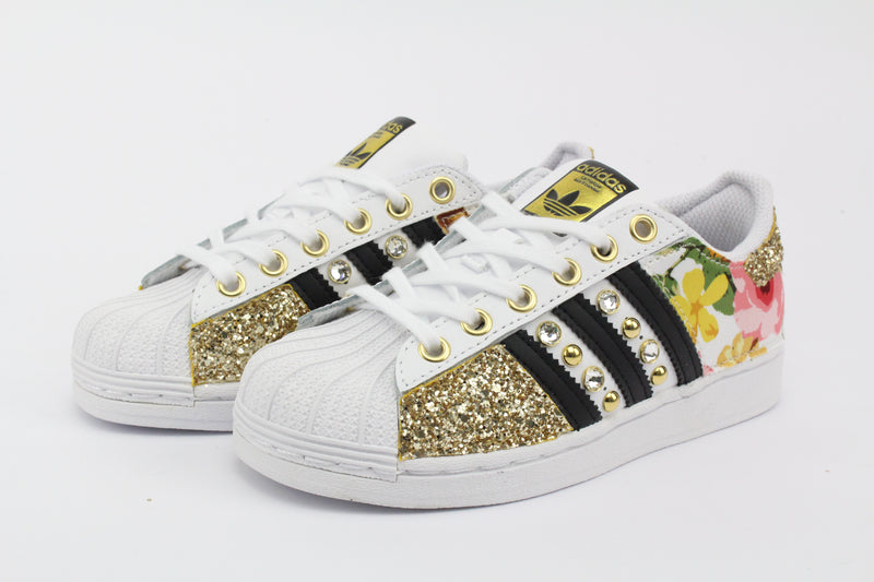 Adidas Superstar J Fiori Gold 1 Glitter & Borchie