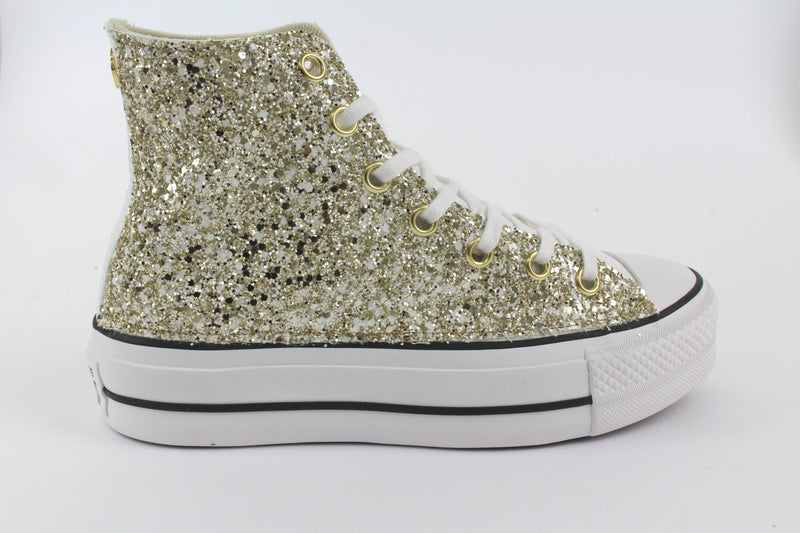 Converse All Star Platform Total Glitter Gold Champagne