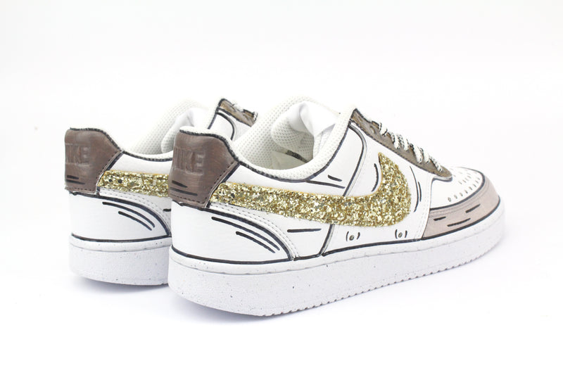 Nike Court Vision Low Cartoons Brown & Glitter