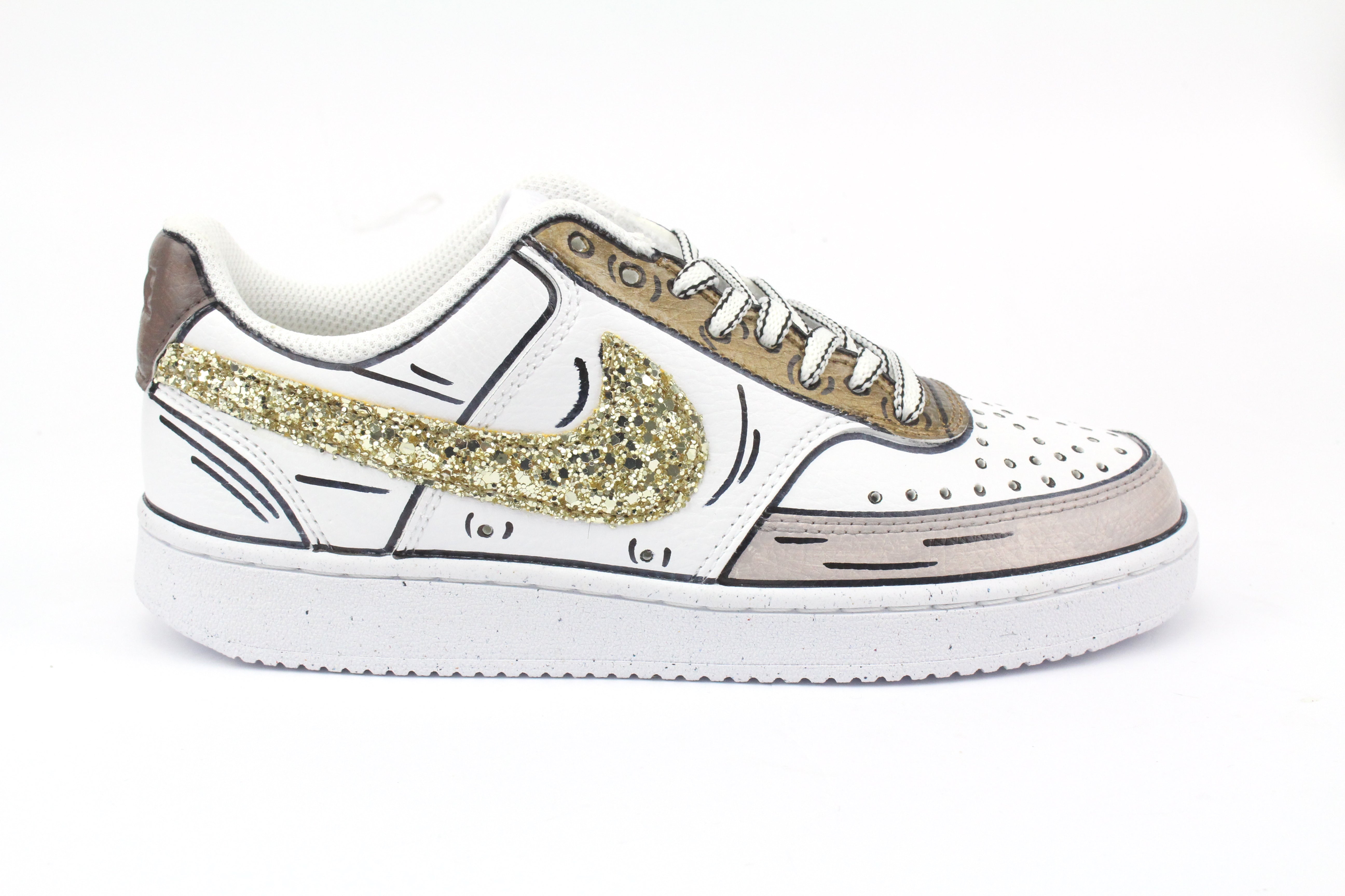 Nike Court Vision Low Cartoons Brown &amp; Glitter