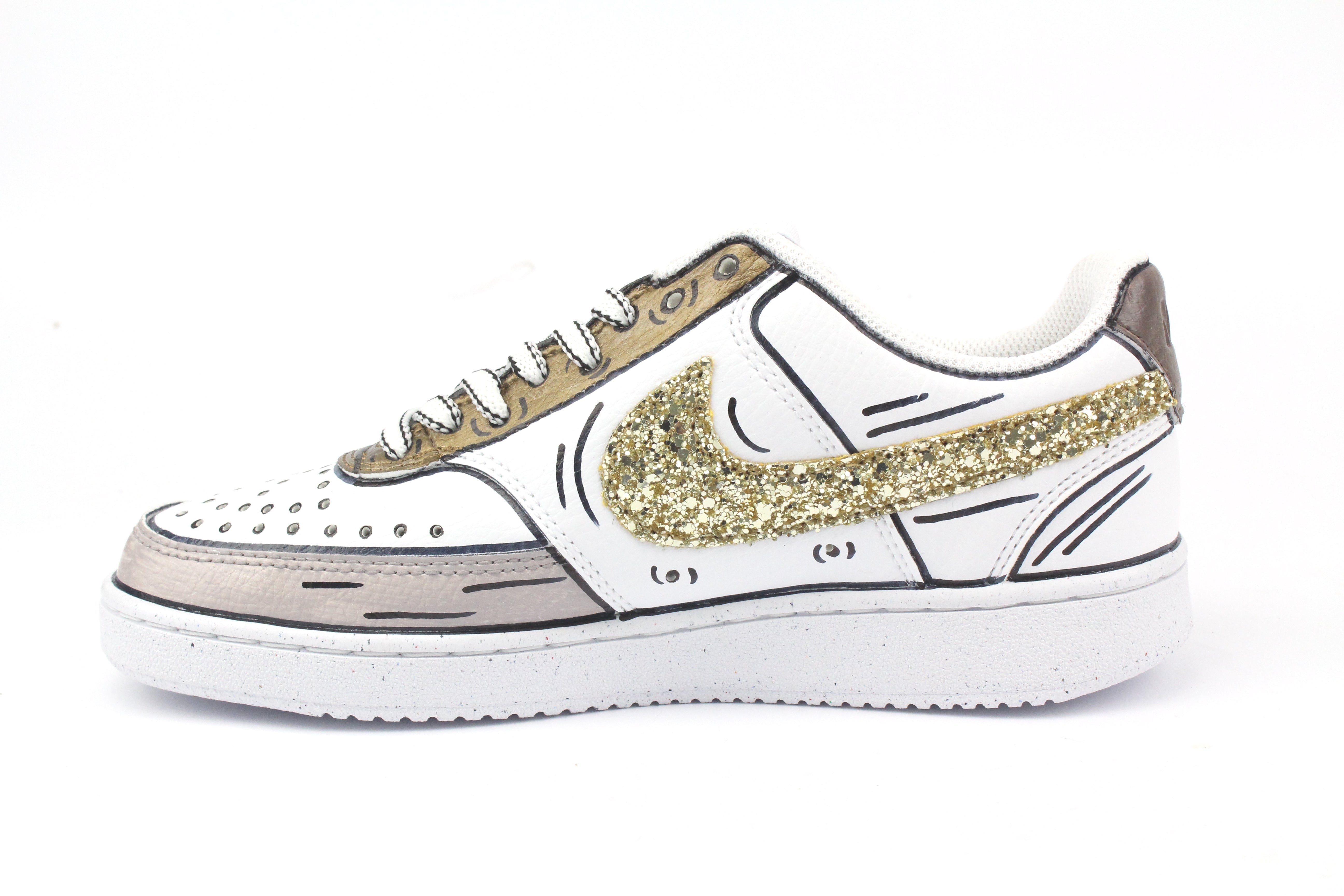 Nike Court Vision Low Cartoons Brown &amp; Glitter