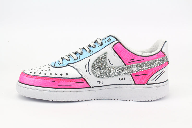 Nike Court Vision Low Cartoons Pink & Glitter
