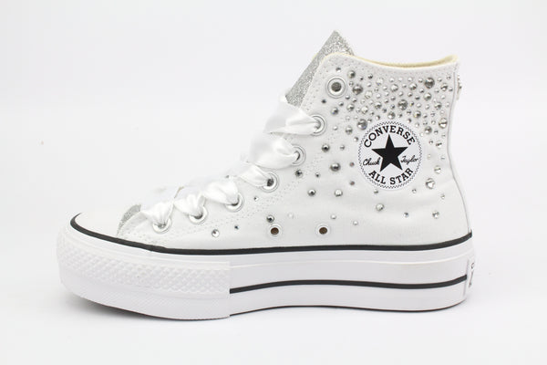 Converse All Star Platform White Strass Termo Cristal & Glitter