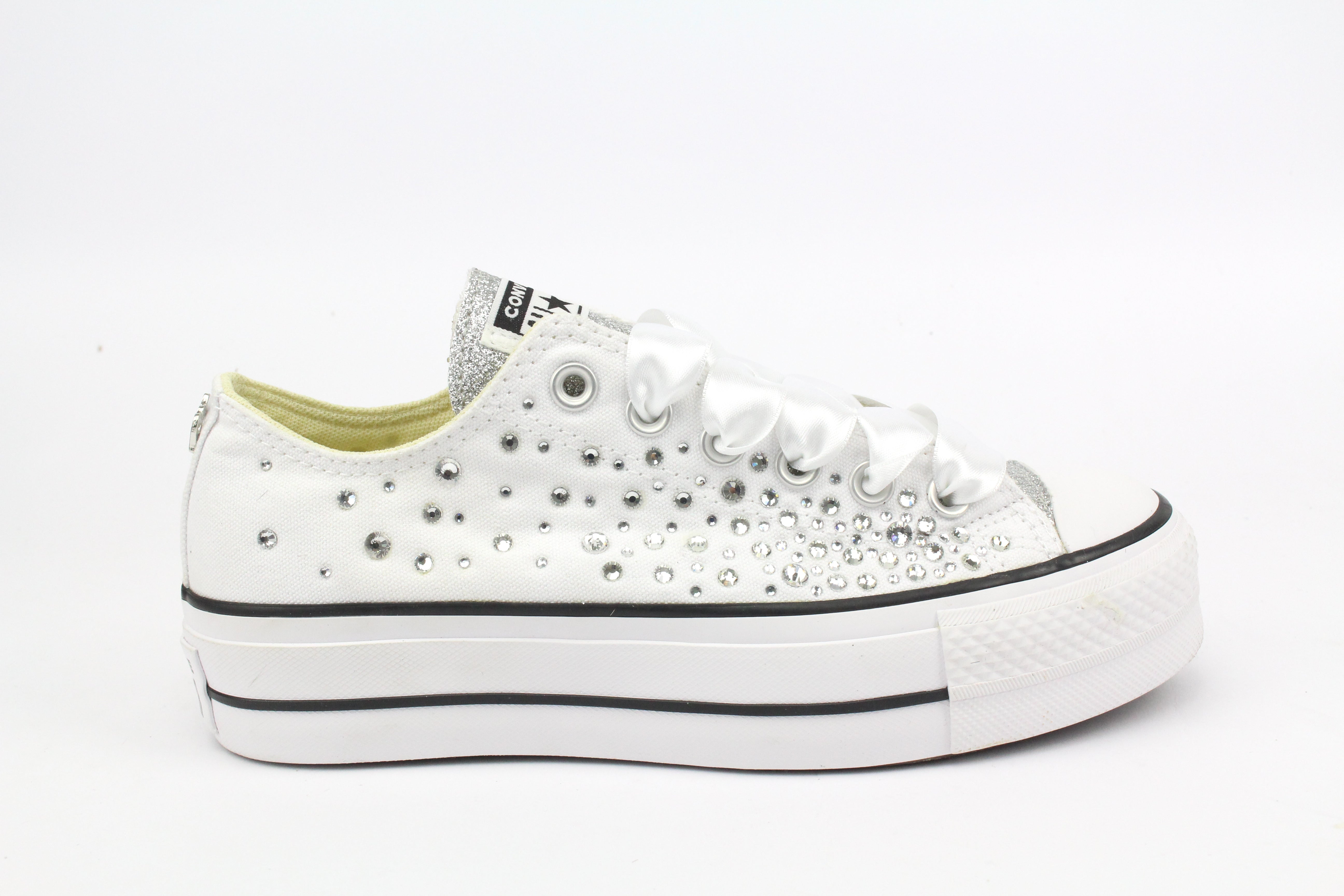 Converse All Star Platform Low White Strass Thermo Crystal &amp; Glitter