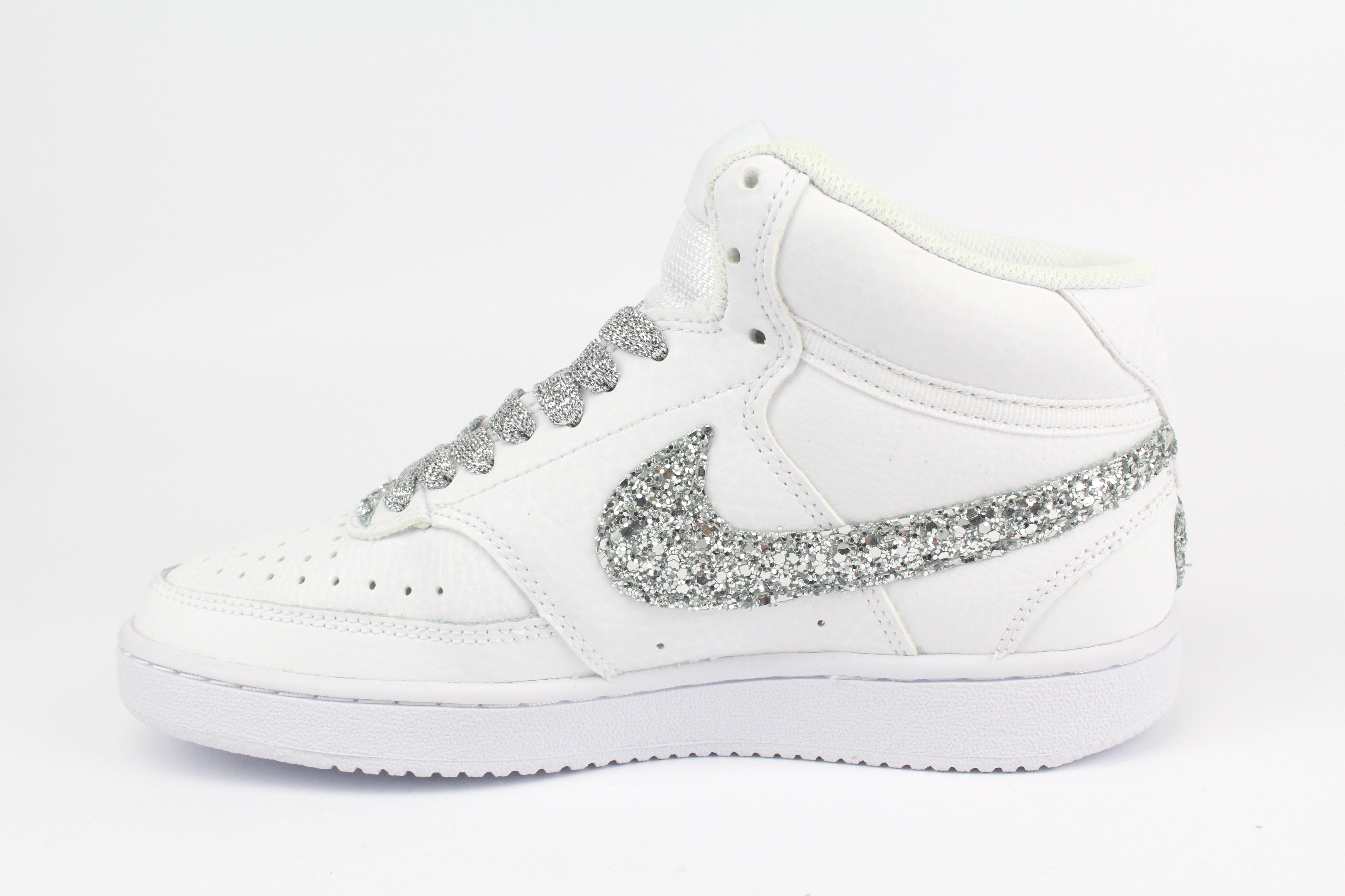 Nike Court Vision MID Glitter Silver & Cuore