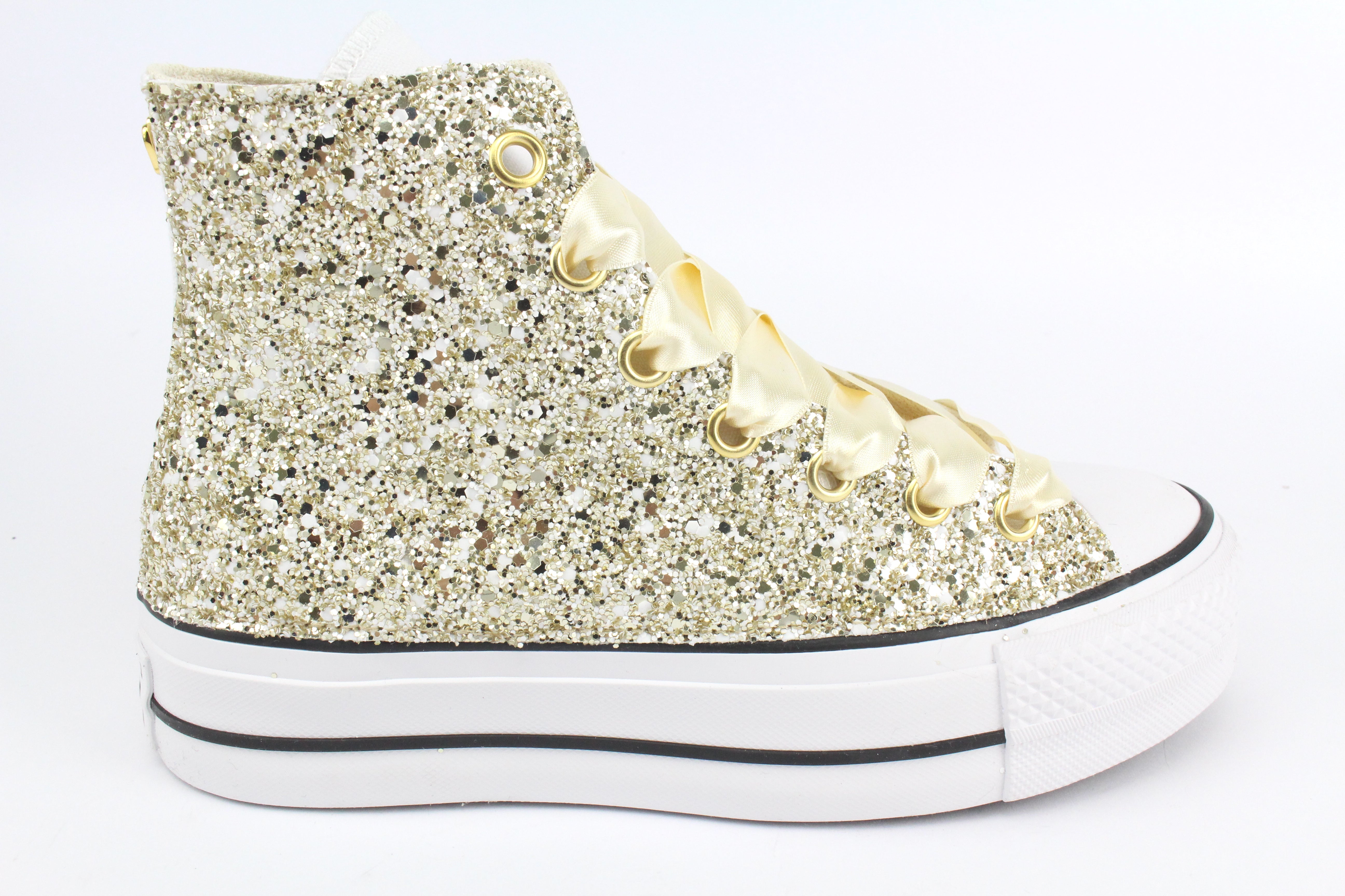 Converse All Star Platform Total Glitter Gold Champagne&amp;Strass