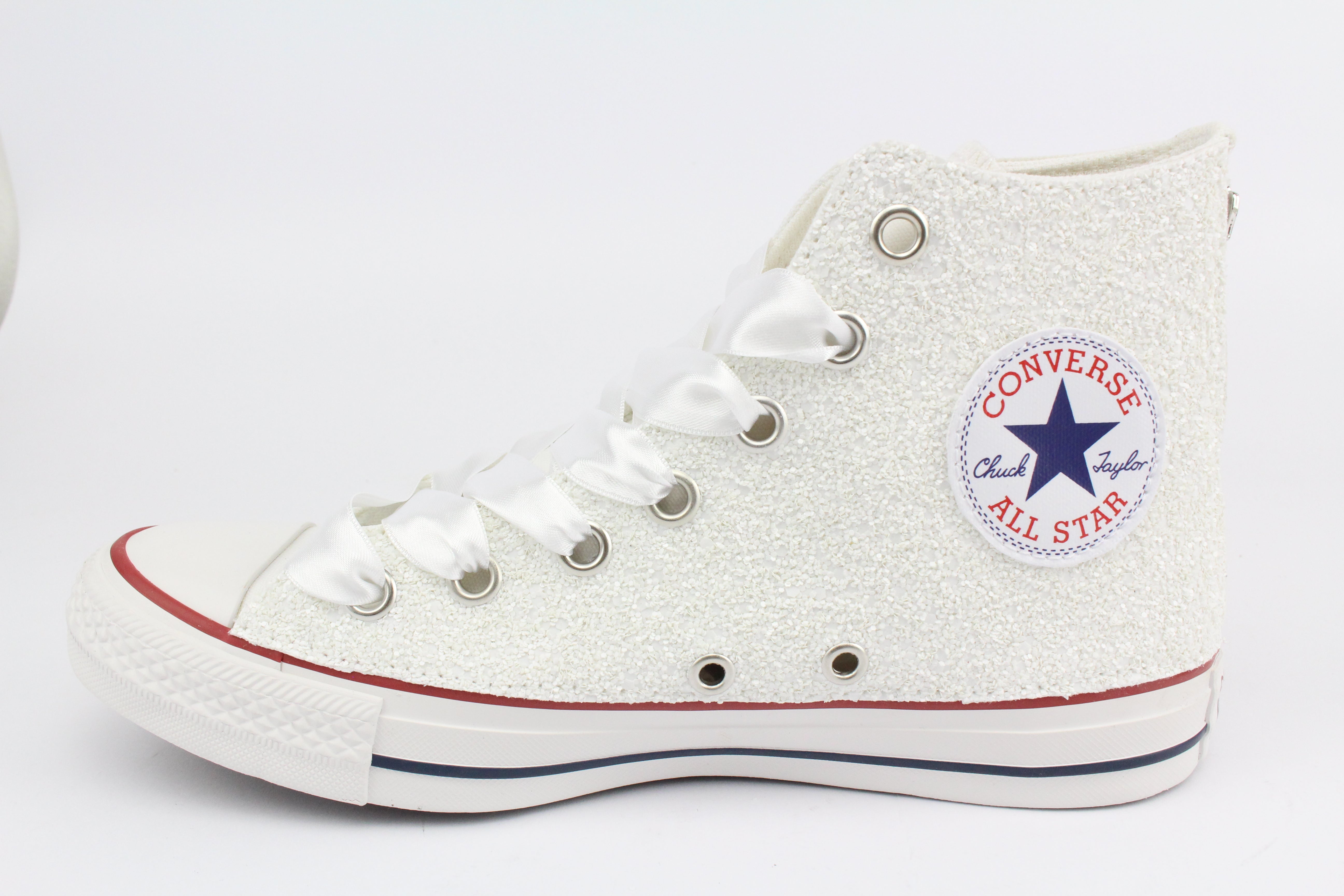 Converse All Star White Glitter &amp; Pearls