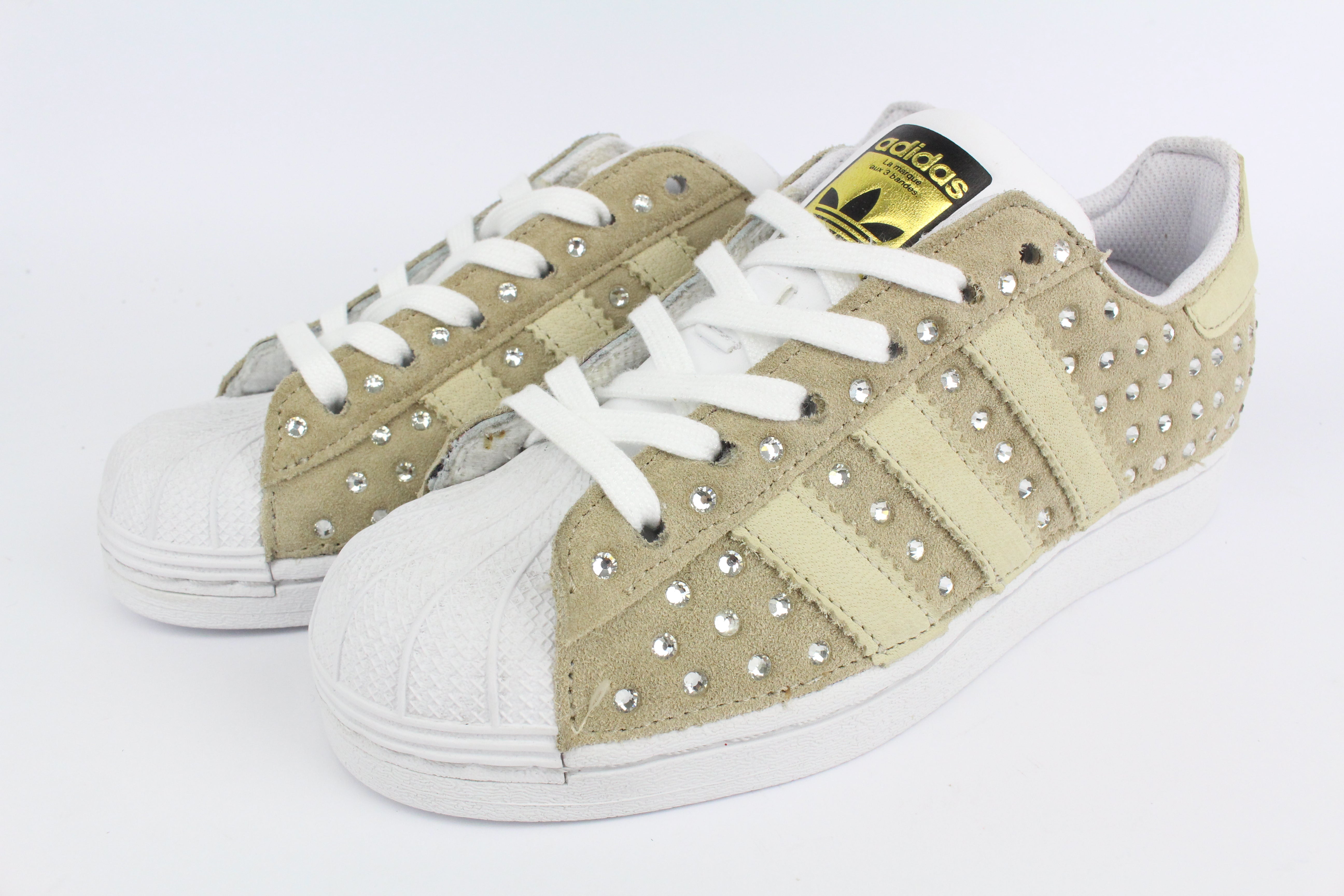 Adidas Superstar Camoscio Beige & Strass Termo