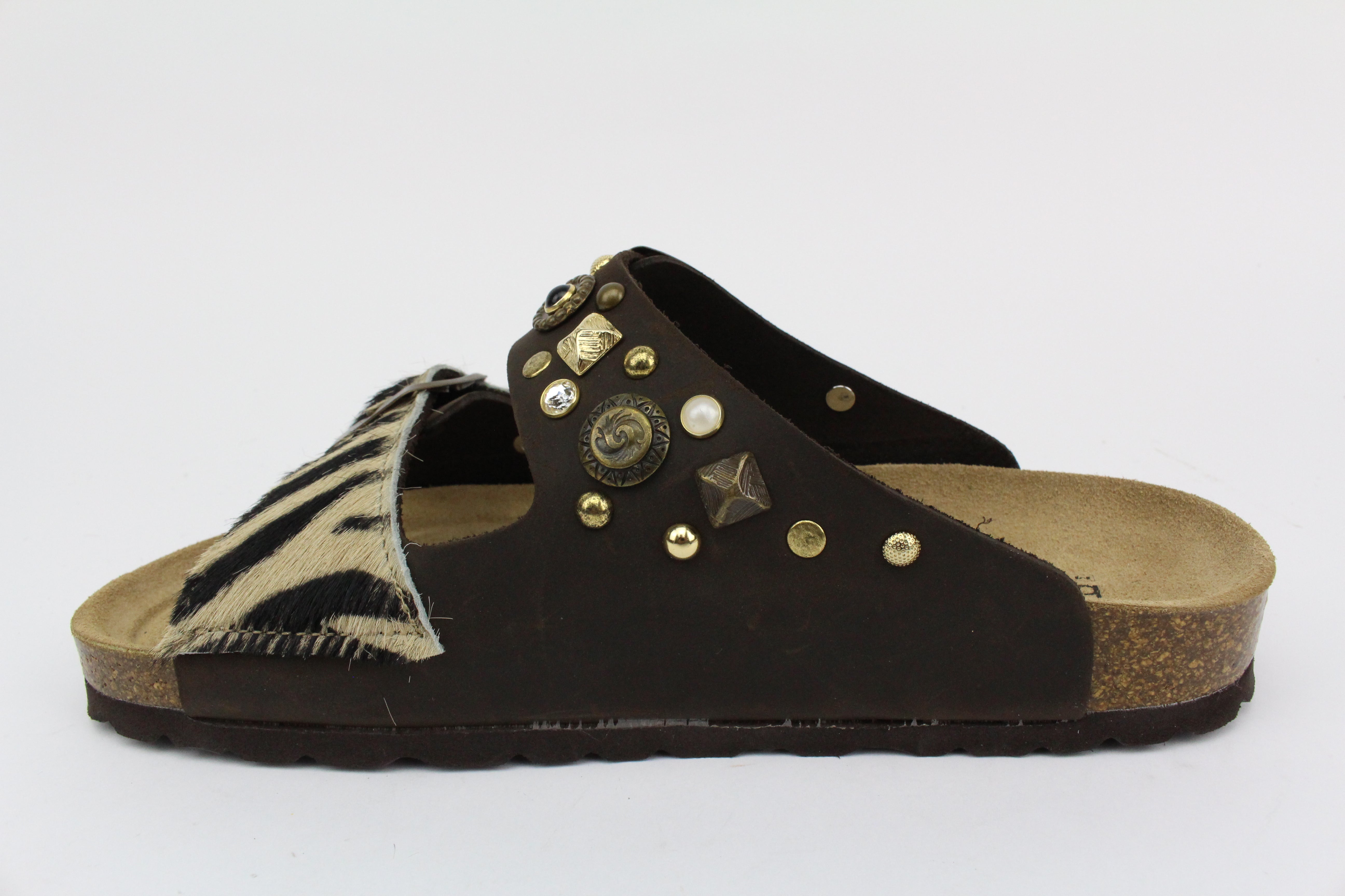 Sandali Brown Zebrate & Borchie