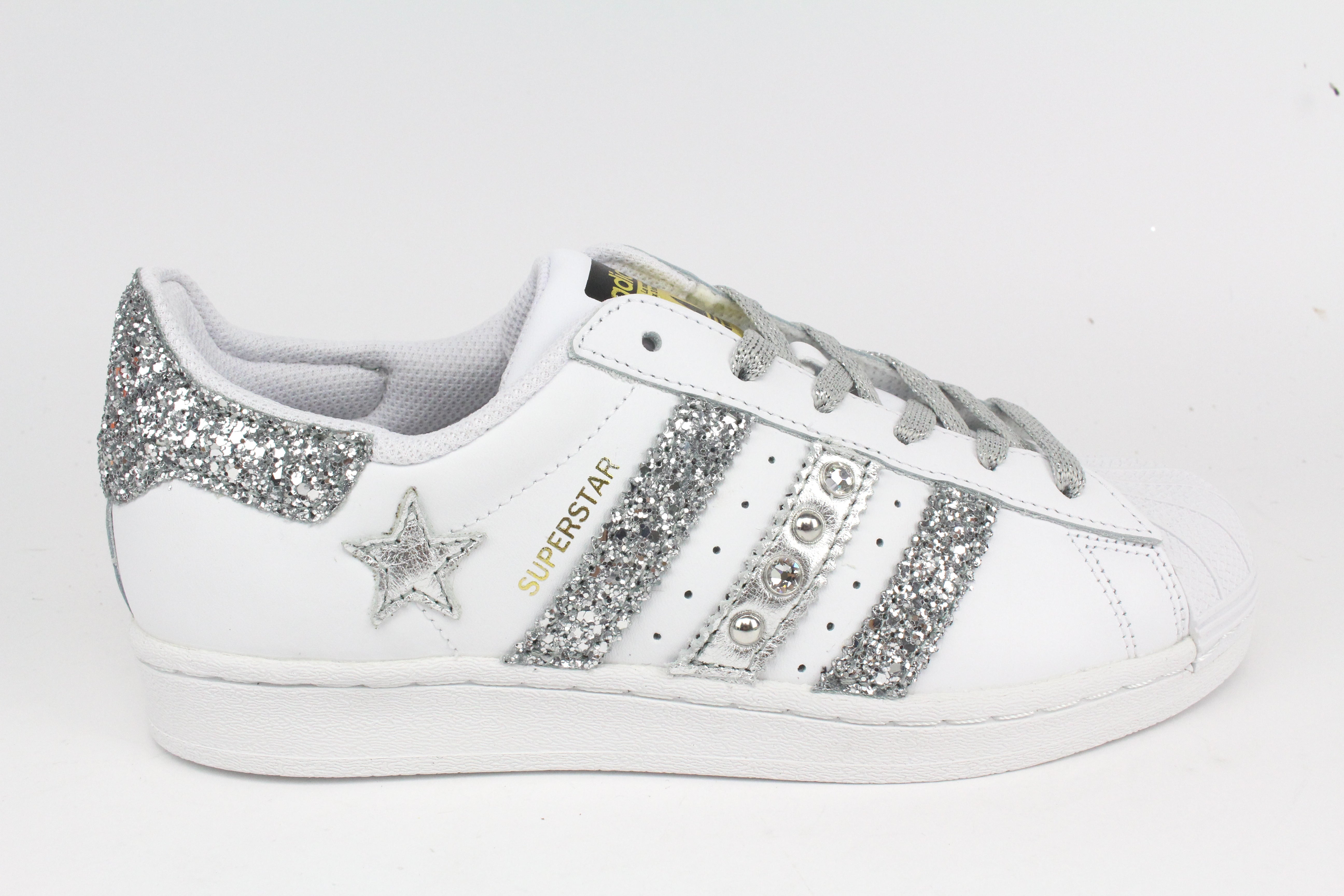 Adidas Superstar Glitter Silver Stella Strass