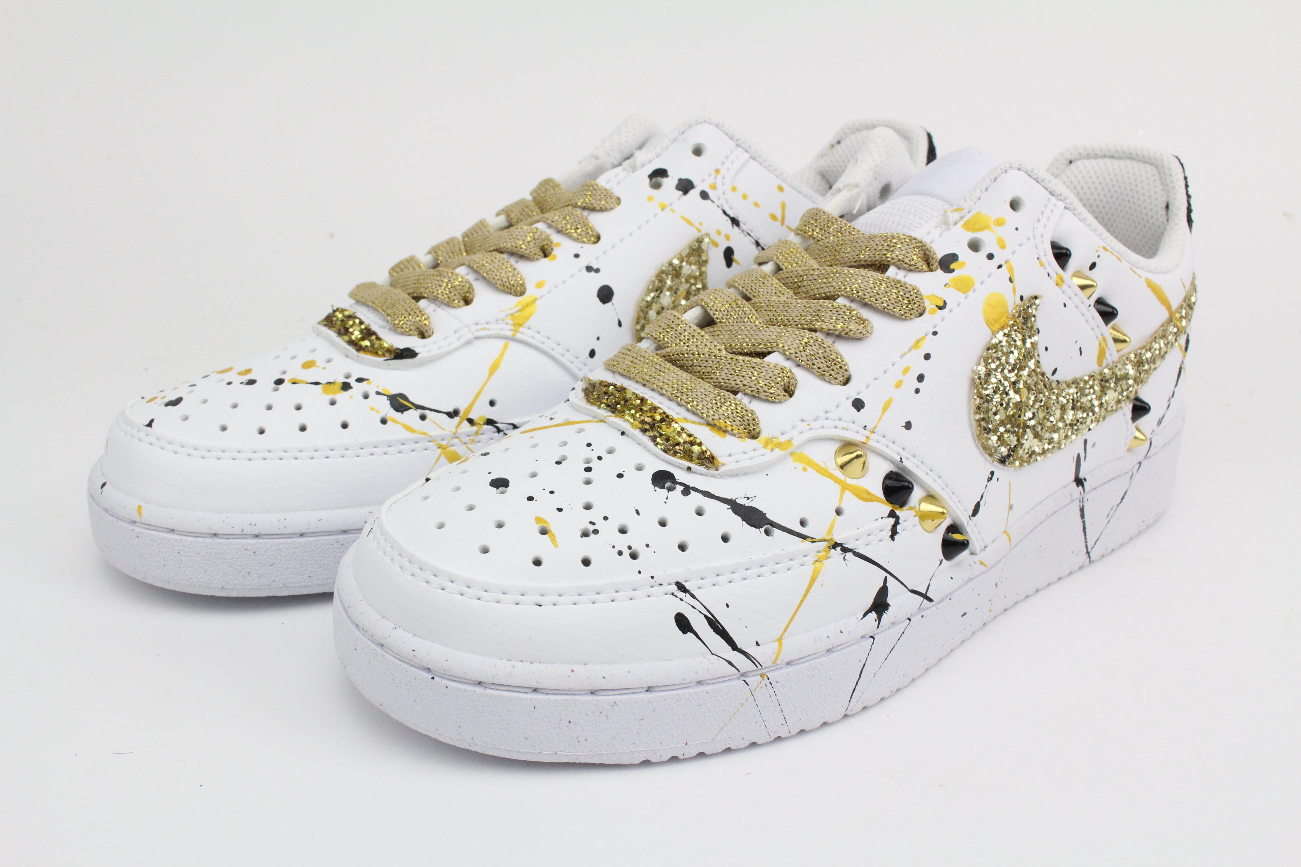 Nike Court Vision Low Colours Borchie & Glitter Oro