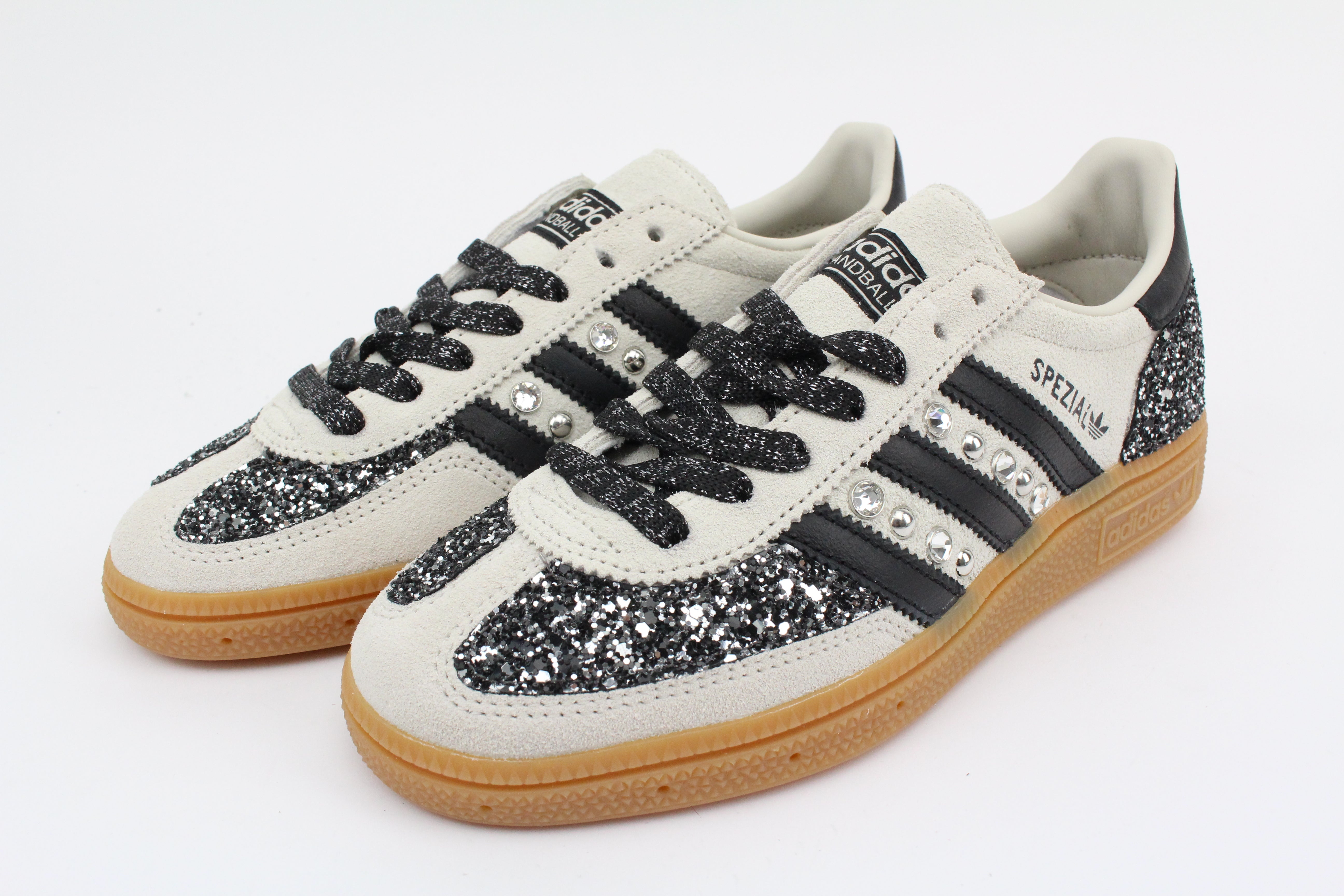 Adidas Original SPEZIAL ALUMIN/CBLACK Glitter BkSilver Borchie e Strass