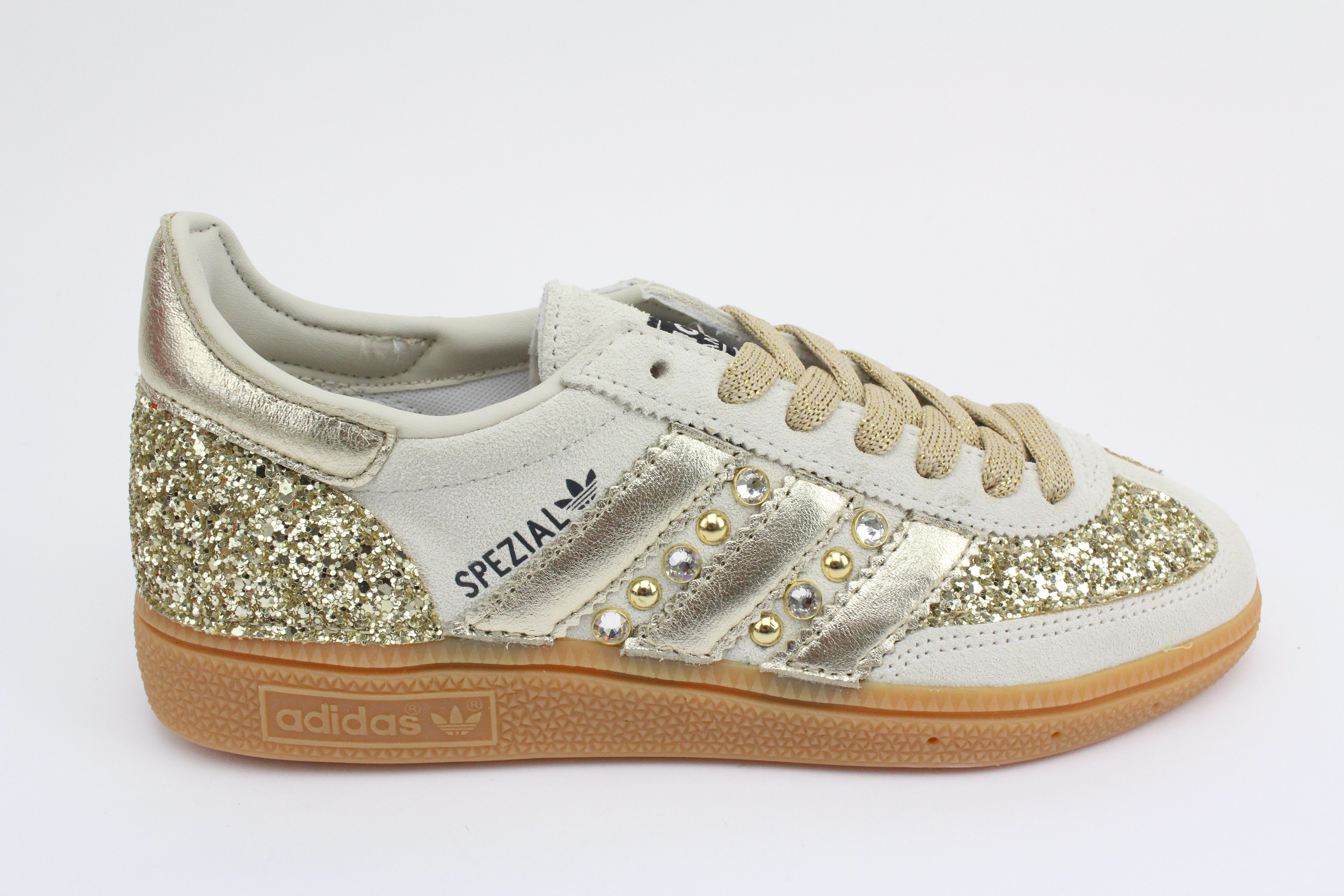 Adidas Original SPEZIAL ALUMIN/CBLACK Glitter Oro Borchie e Strass