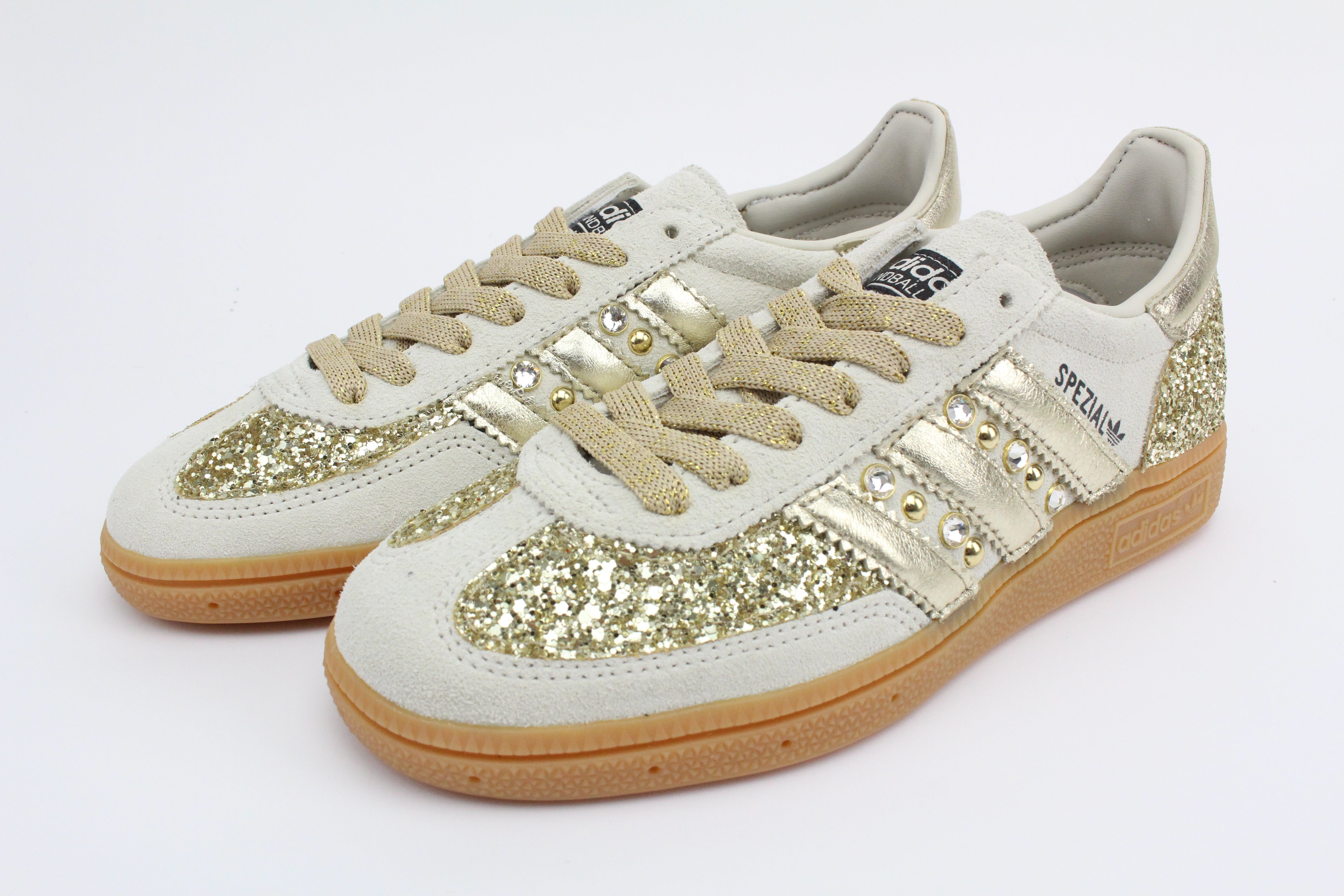 Adidas Original SPEZIAL ALUMIN/CBLACK Glitter Oro Borchie e Strass