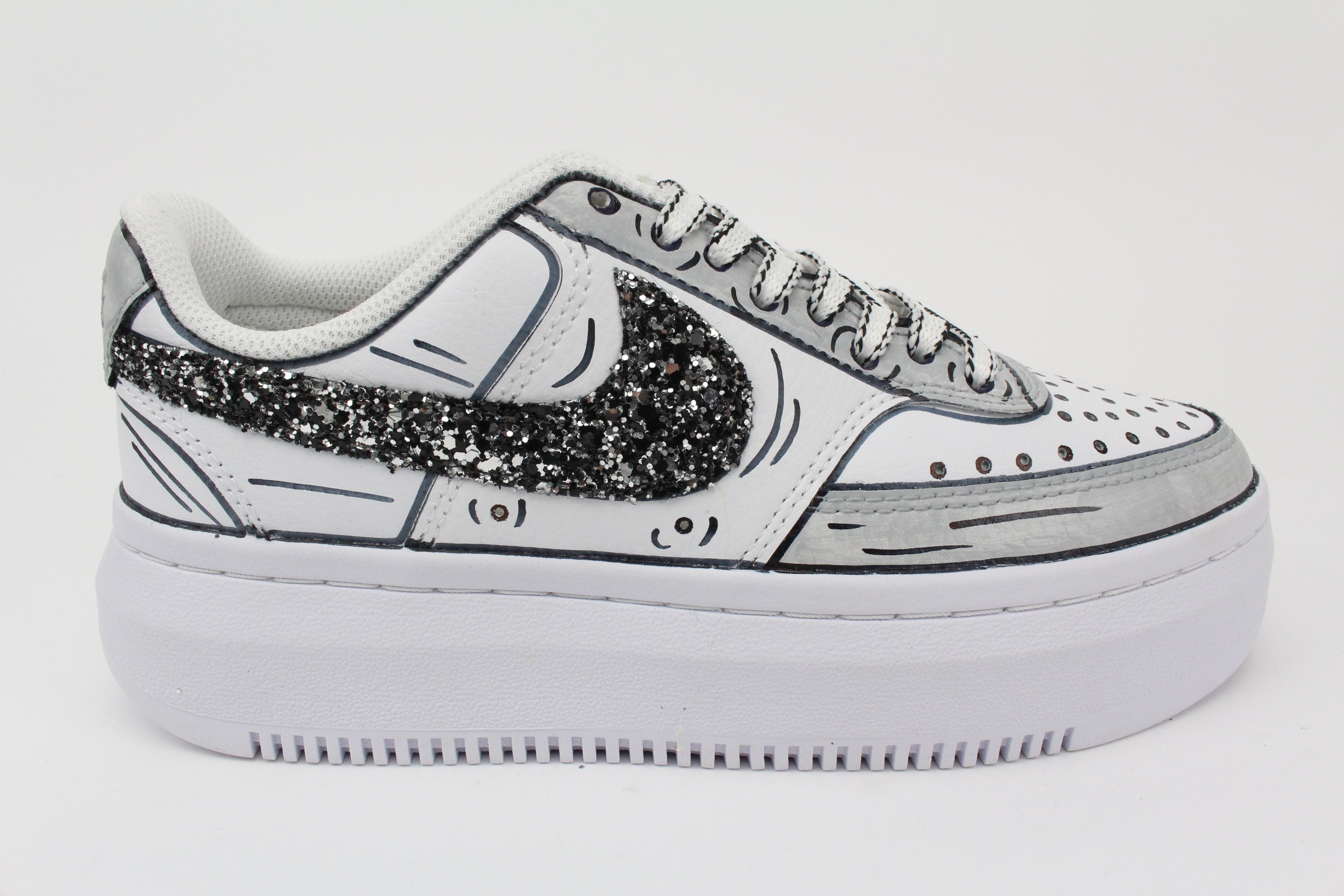 Nike Court Vision Low Platform Cartoon Grey & Glitter