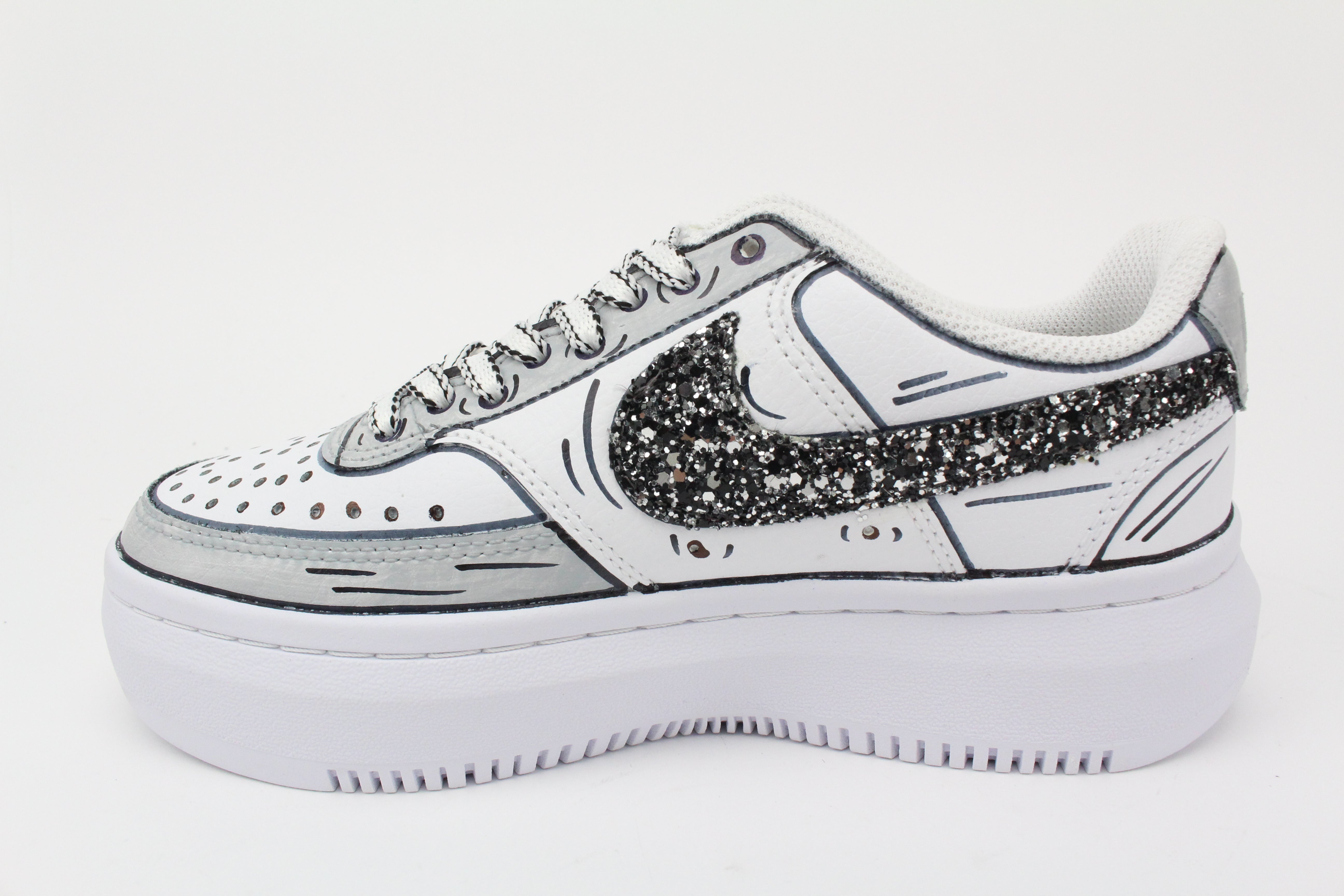 Nike Court Vision Low Platform Cartoon Grey & Glitter