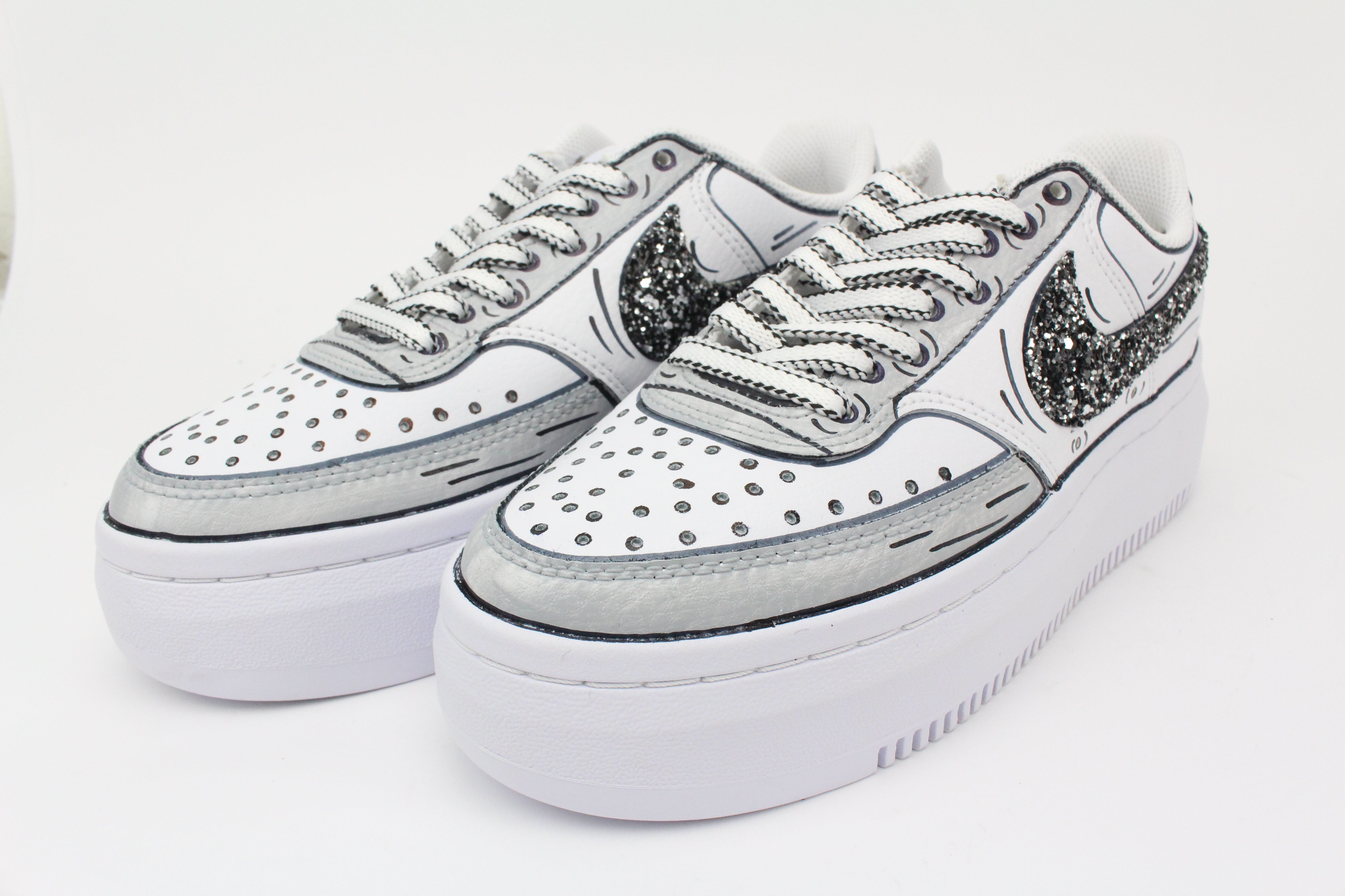 Nike Court Vision Low Platform Cartoon Grey & Glitter
