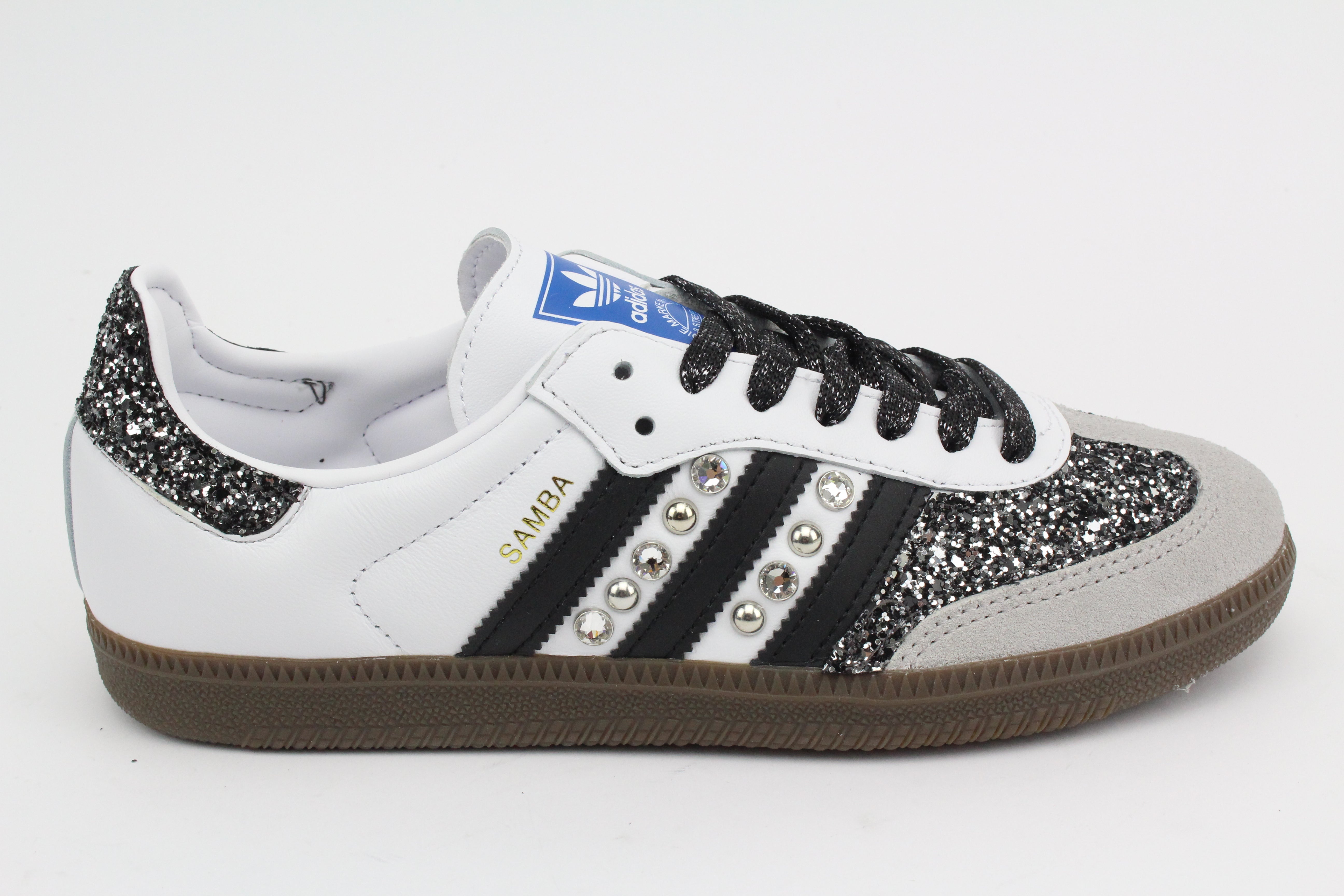 Adidas Original SAMBA Glitter Black Silver Borchie e Strass