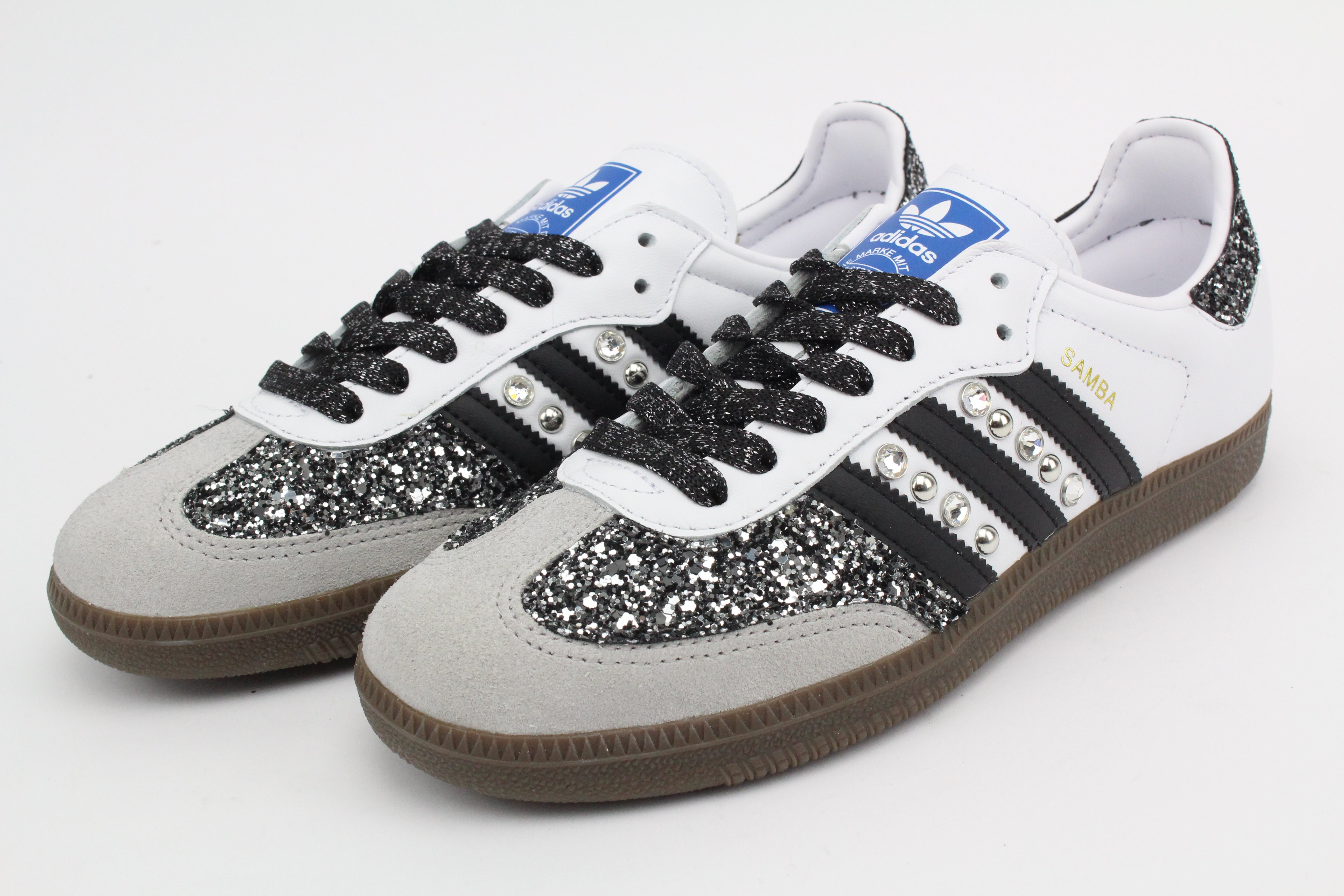Adidas Original SAMBA Glitter Black Silver Borchie e Strass