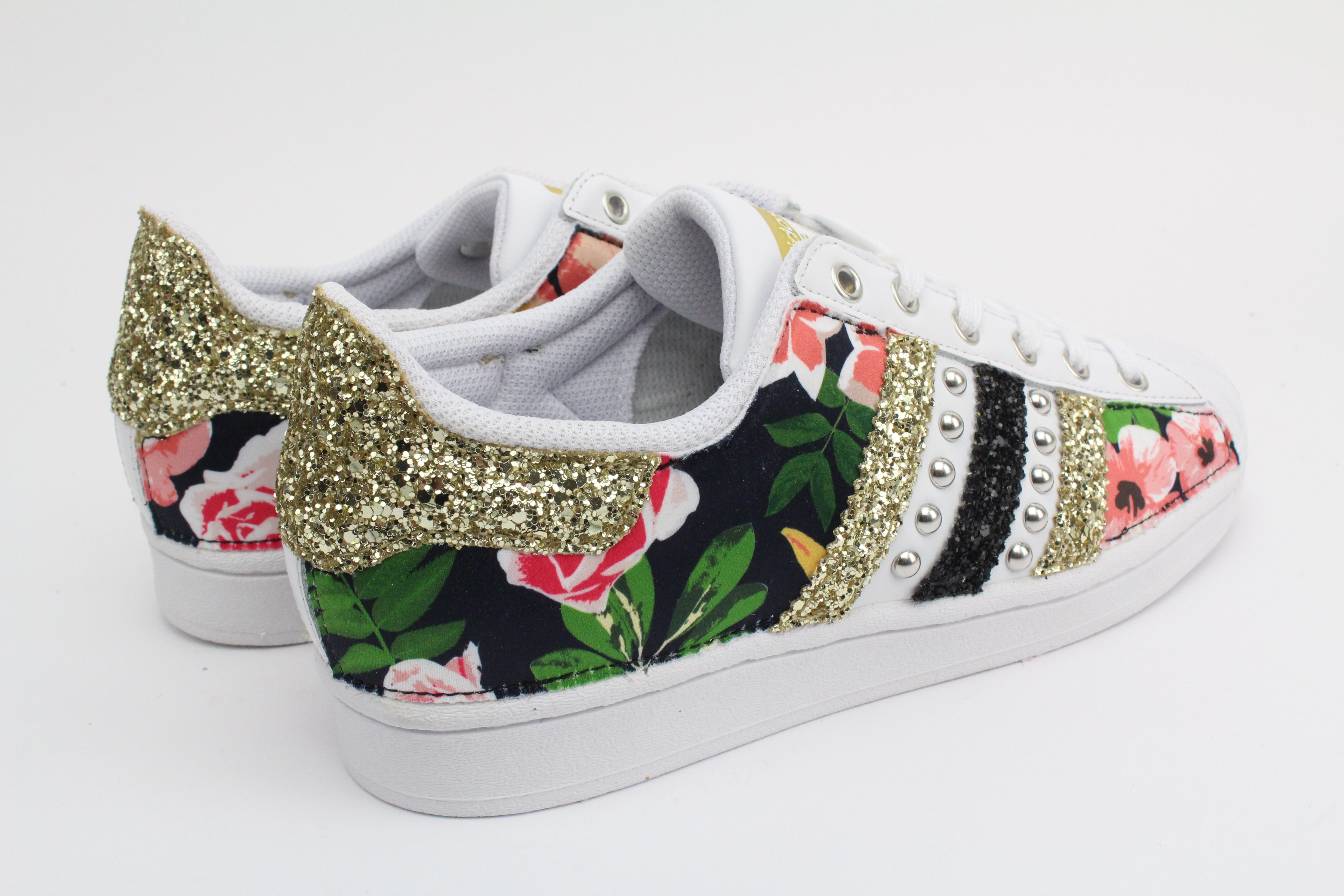 Adidas Superstar Total Fiori Black Glitter & Borchie