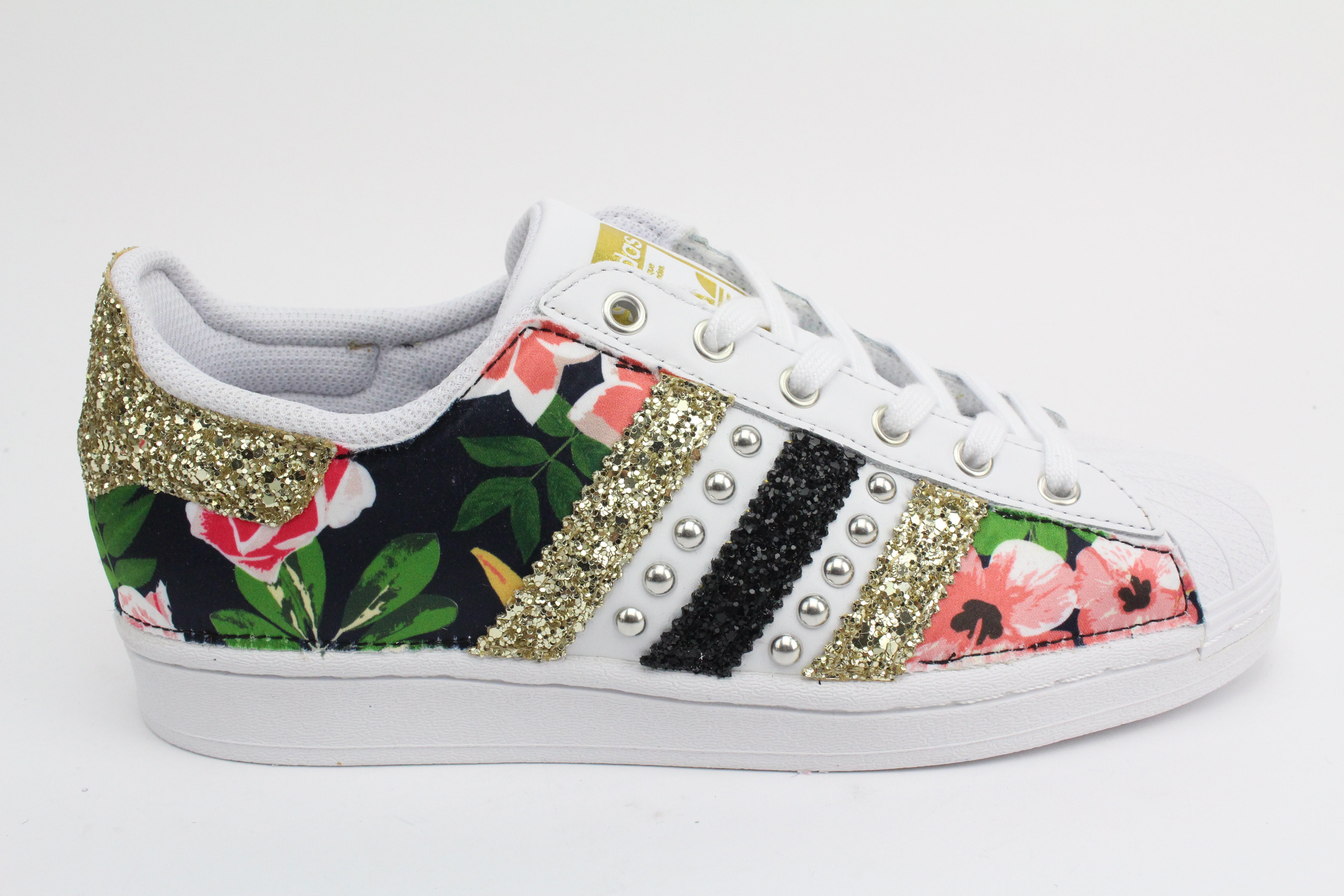 Adidas Superstar Total Fiori Black Glitter & Borchie