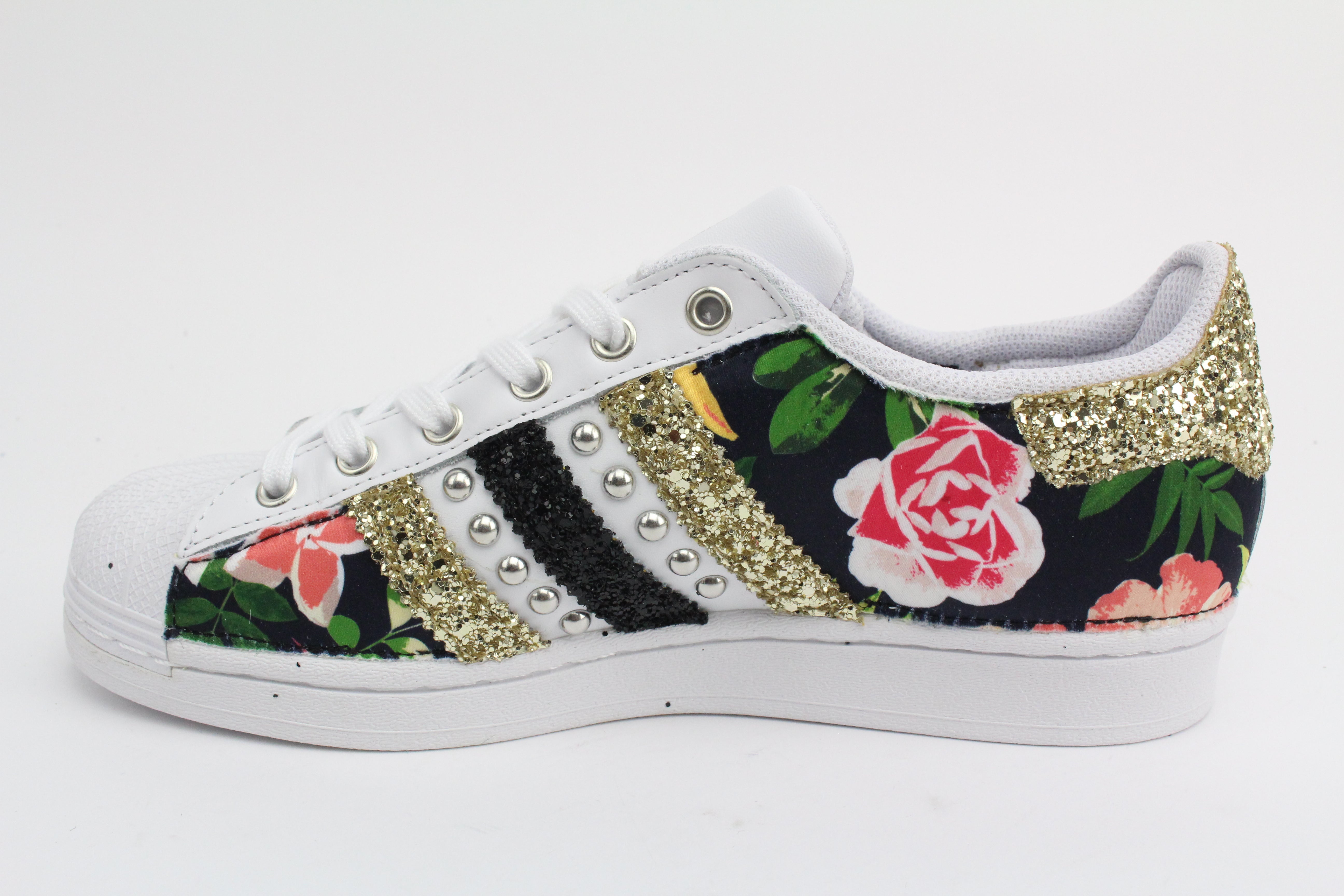 Adidas Superstar Total Fiori Black Glitter & Borchie