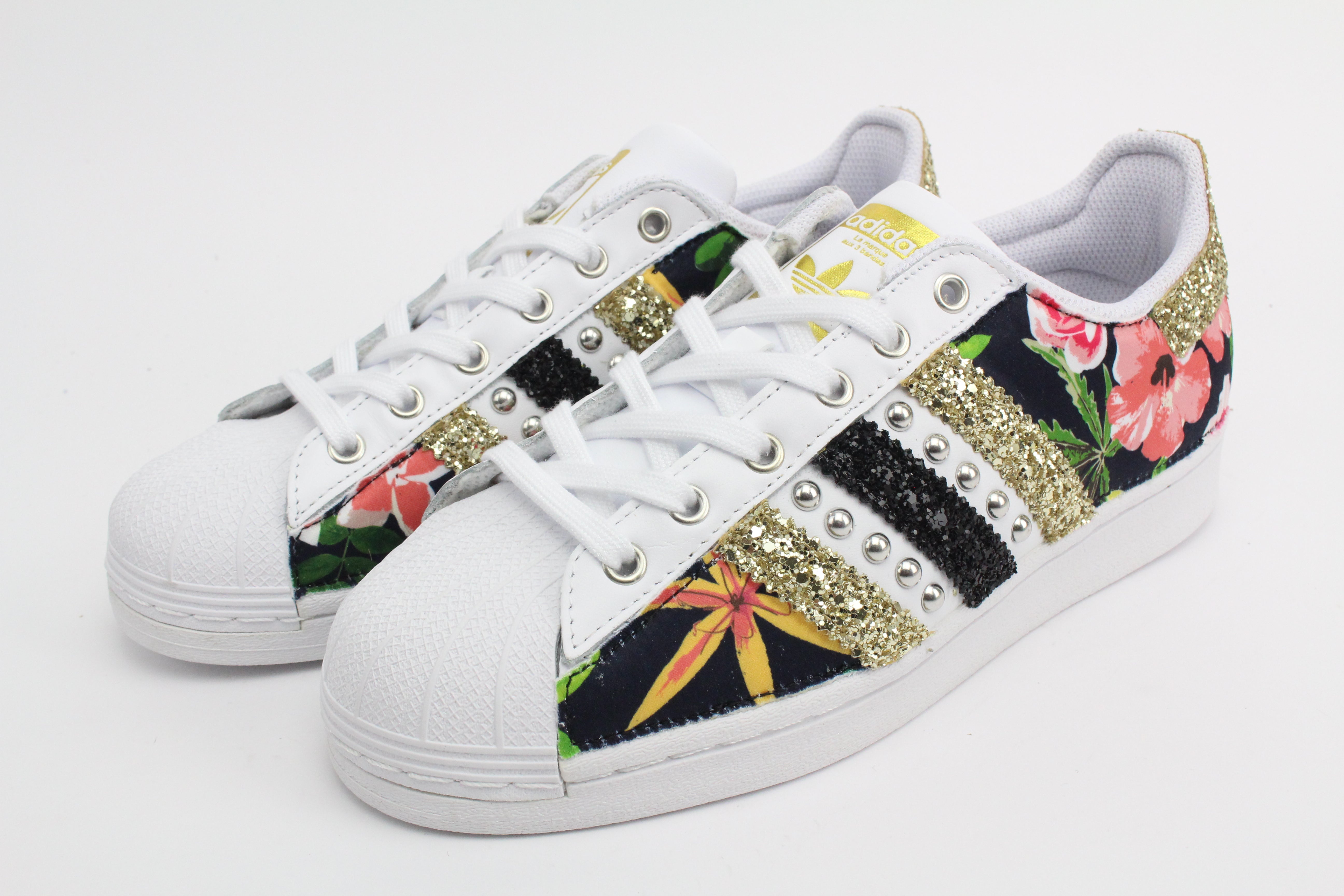 Adidas Superstar Total Fiori Black Glitter & Borchie