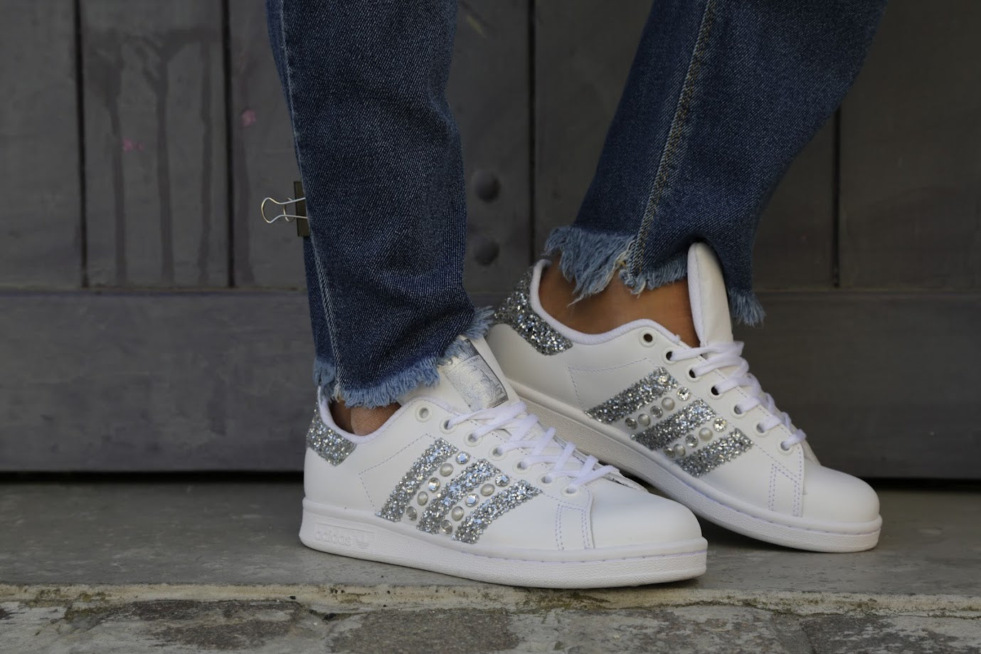 Adidas Stan Smith Strass Silver Glitter &amp; Pearls