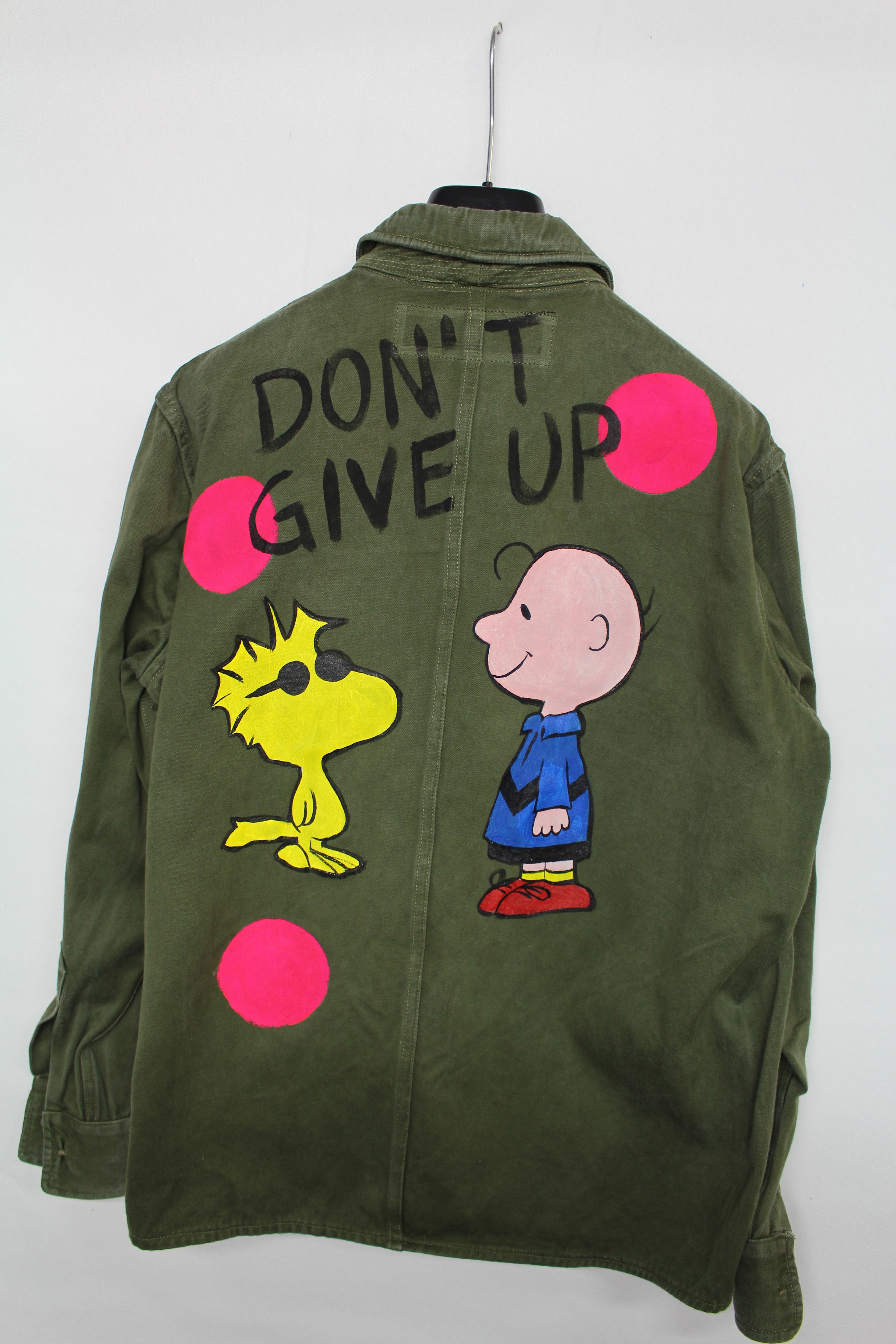 Giacca Militare dipinta a mano "Don't Give Up"