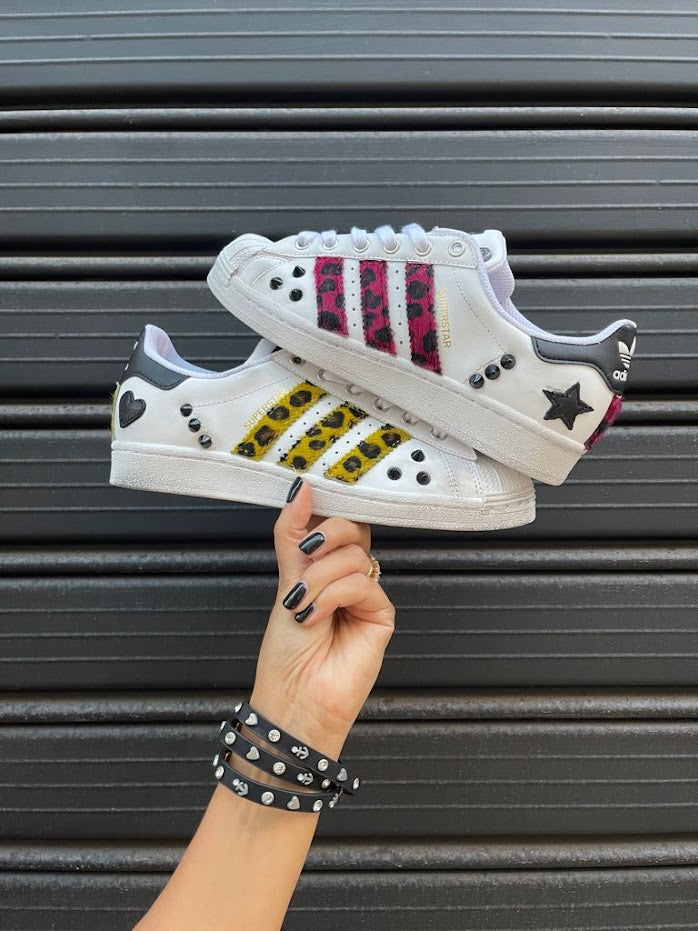Adidas Superstar Spotted Yellow Studs &amp; Heart