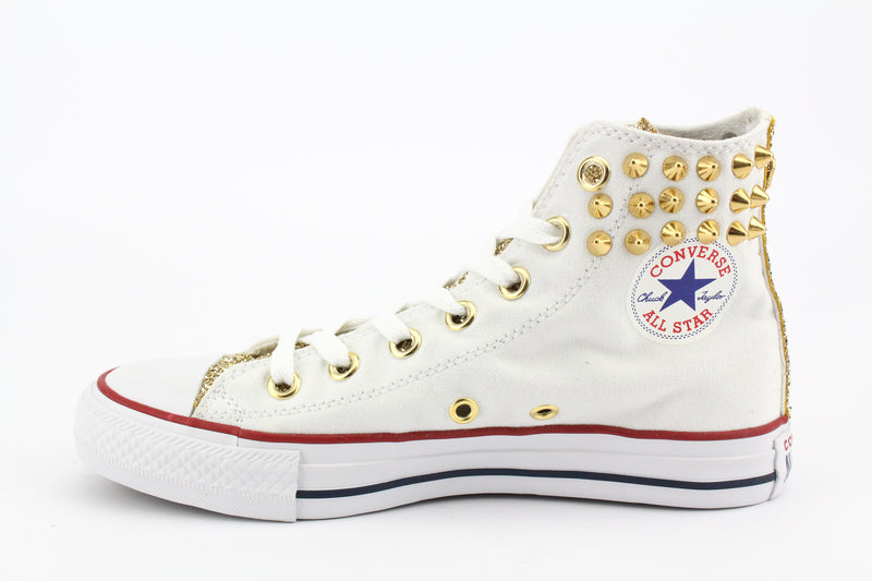 Converse All Star White Gold Glitter & Borchie