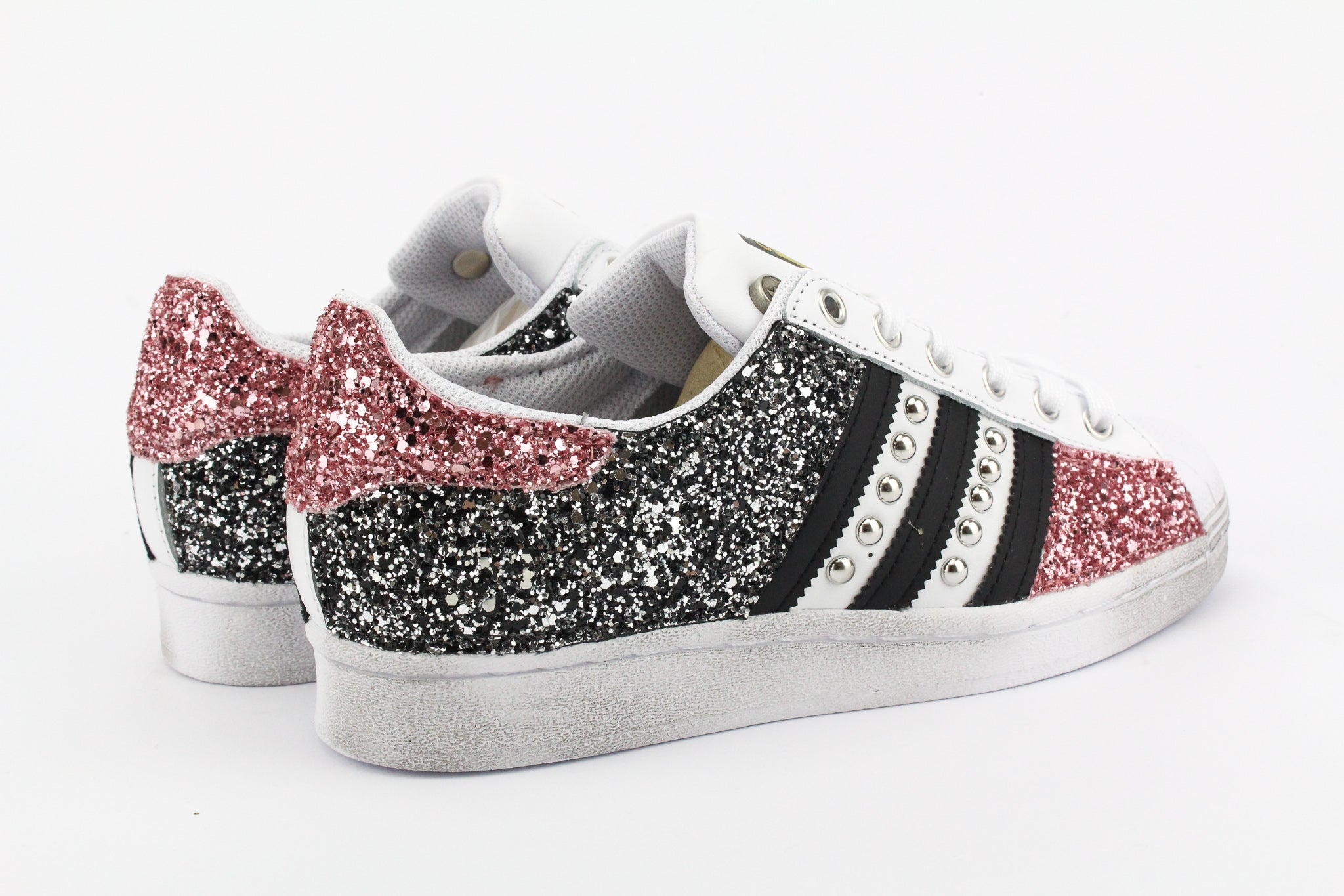 Adidas Superstar Total Glitter Black Silver &amp; Pink