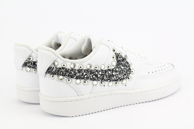 Nike Court Vision Low Black Silver Glitter & Strass