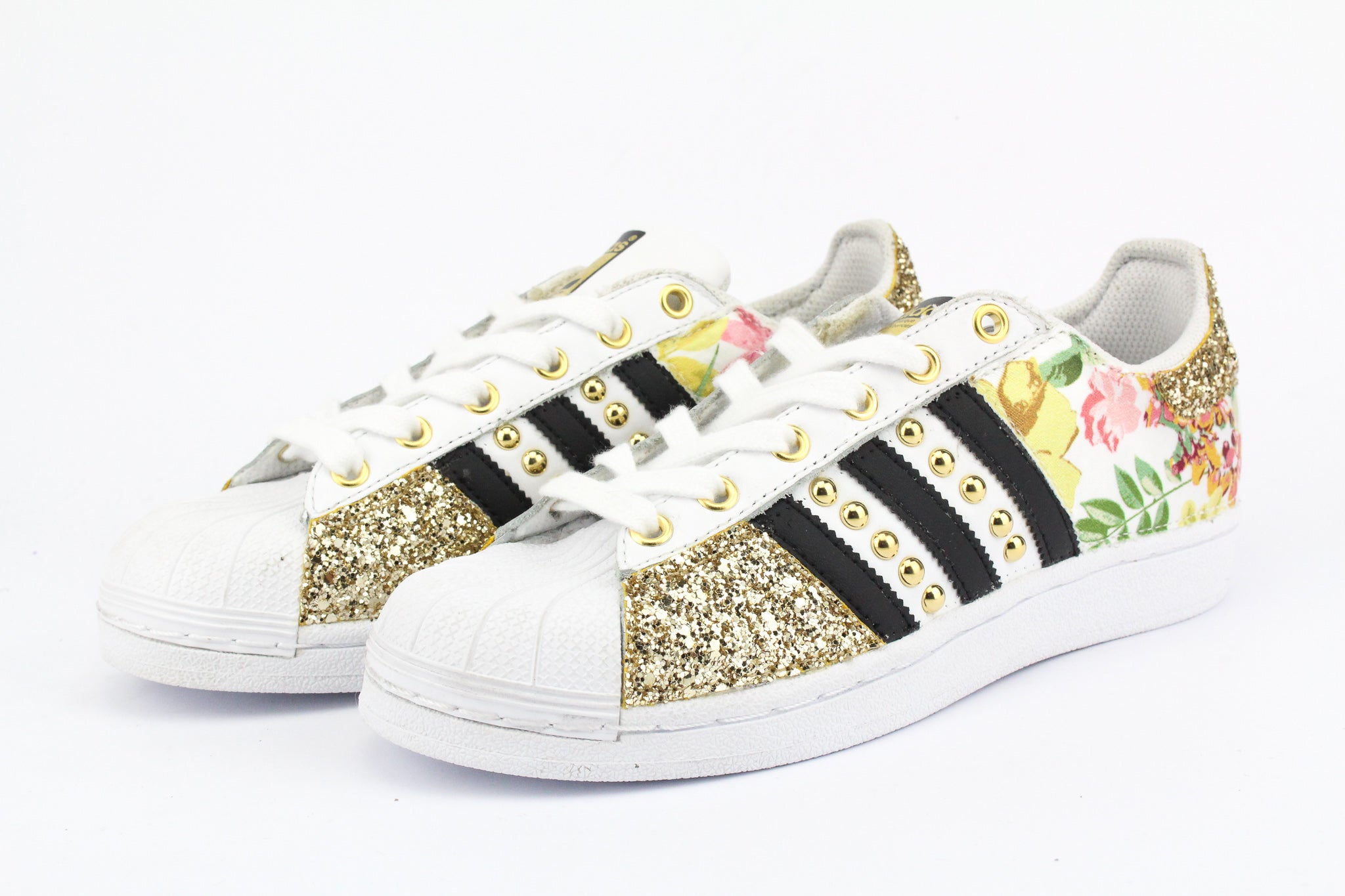 Adidas Superstar Flowers Gold 1 Glitter &amp; Studs