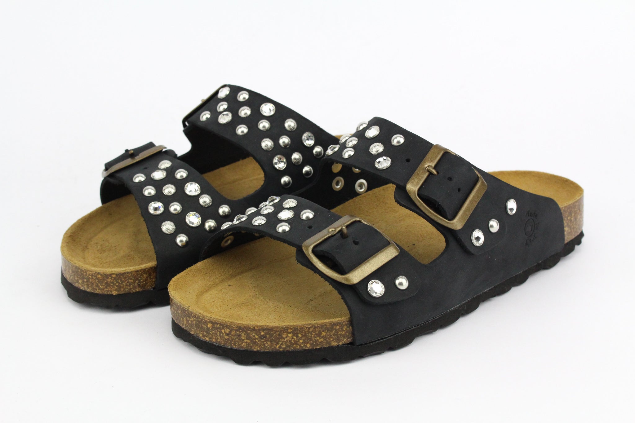 Black Strass &amp; Studs Sandals