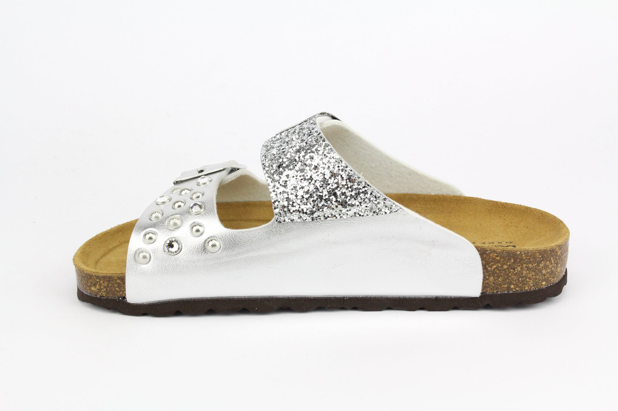 Silver Strass Studs &amp; Glitter Sandals