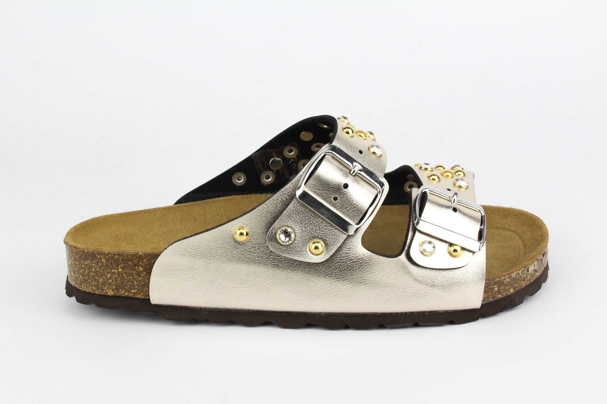 Gold Strass &amp; Studs Sandals