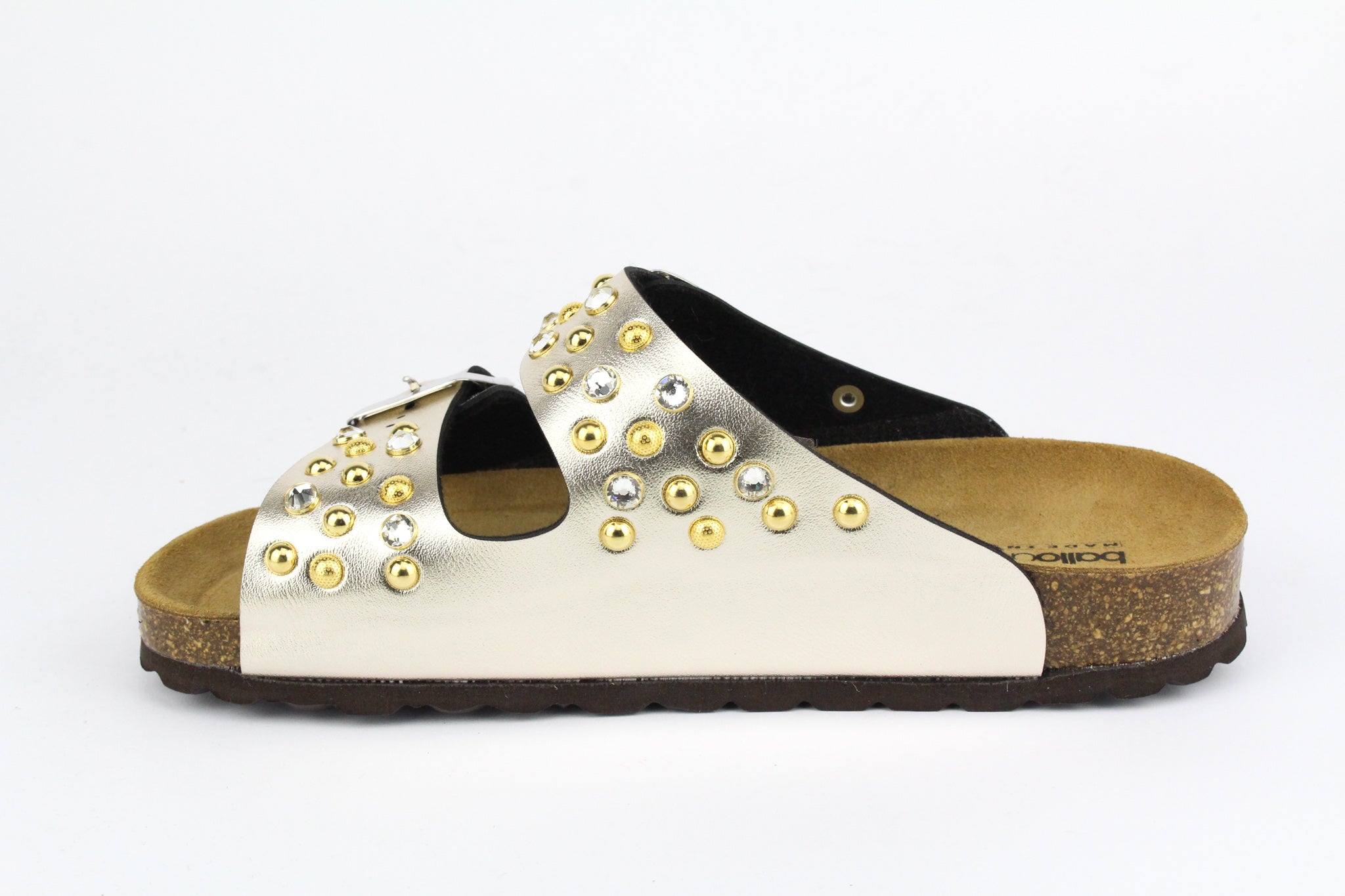 Gold Strass &amp; Studs Sandals