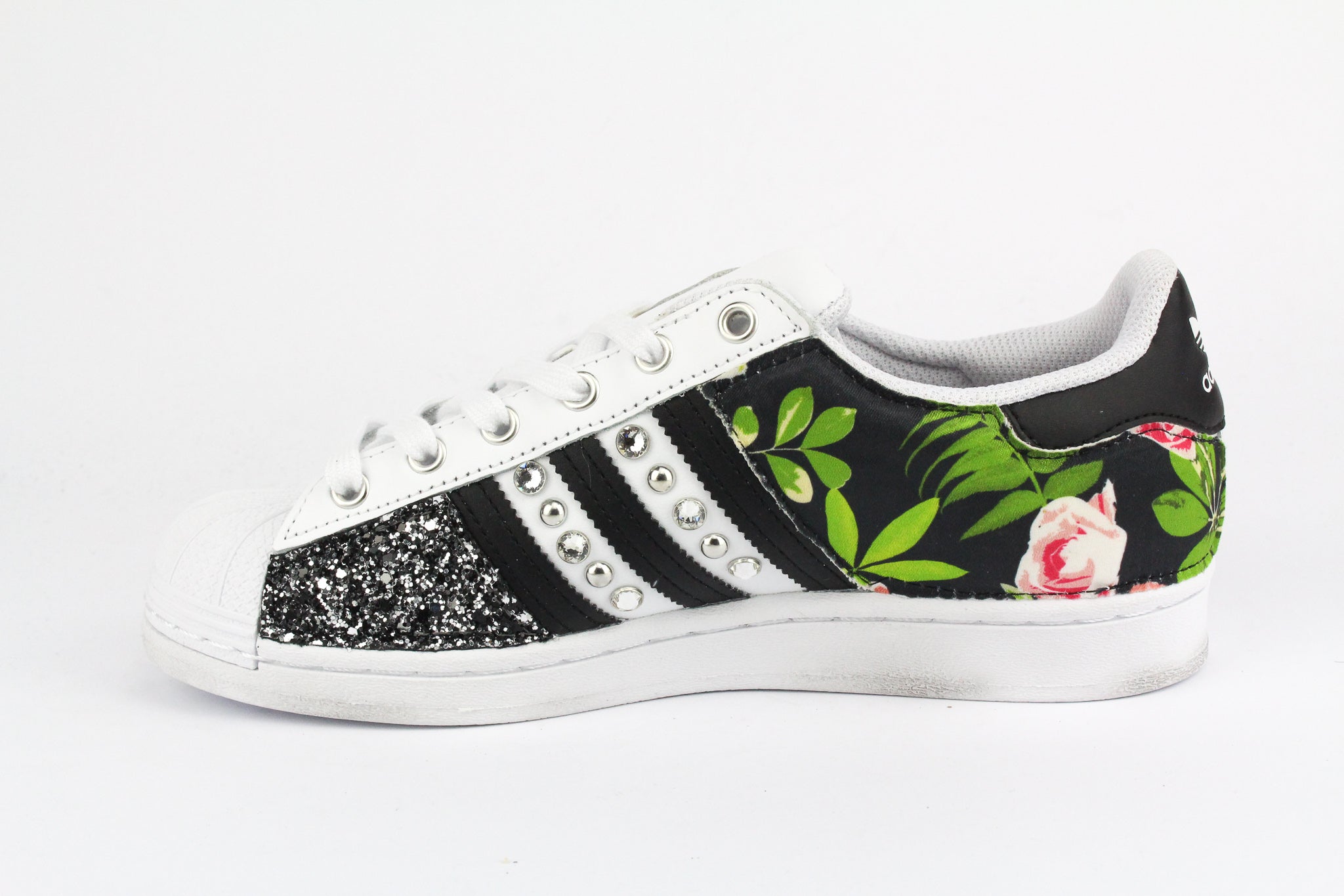 Adidas Superstar Flowers Black Silver Glitter &amp; Strass
