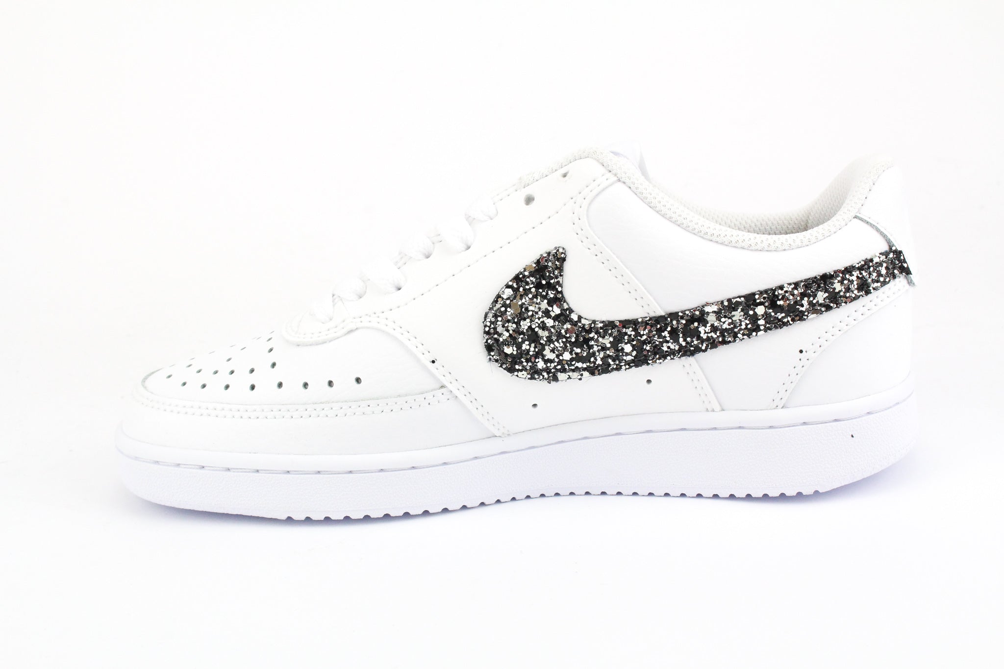 Nike Court Vision Low Black Silver Glitter &amp; Embroidery