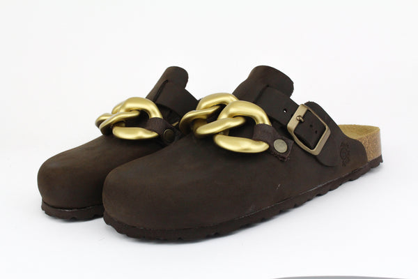 Gold Chain Sabot Sandals