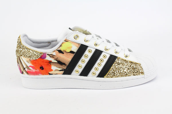 Adidas Superstar Fiori Gold 2 Glitter & Borchie