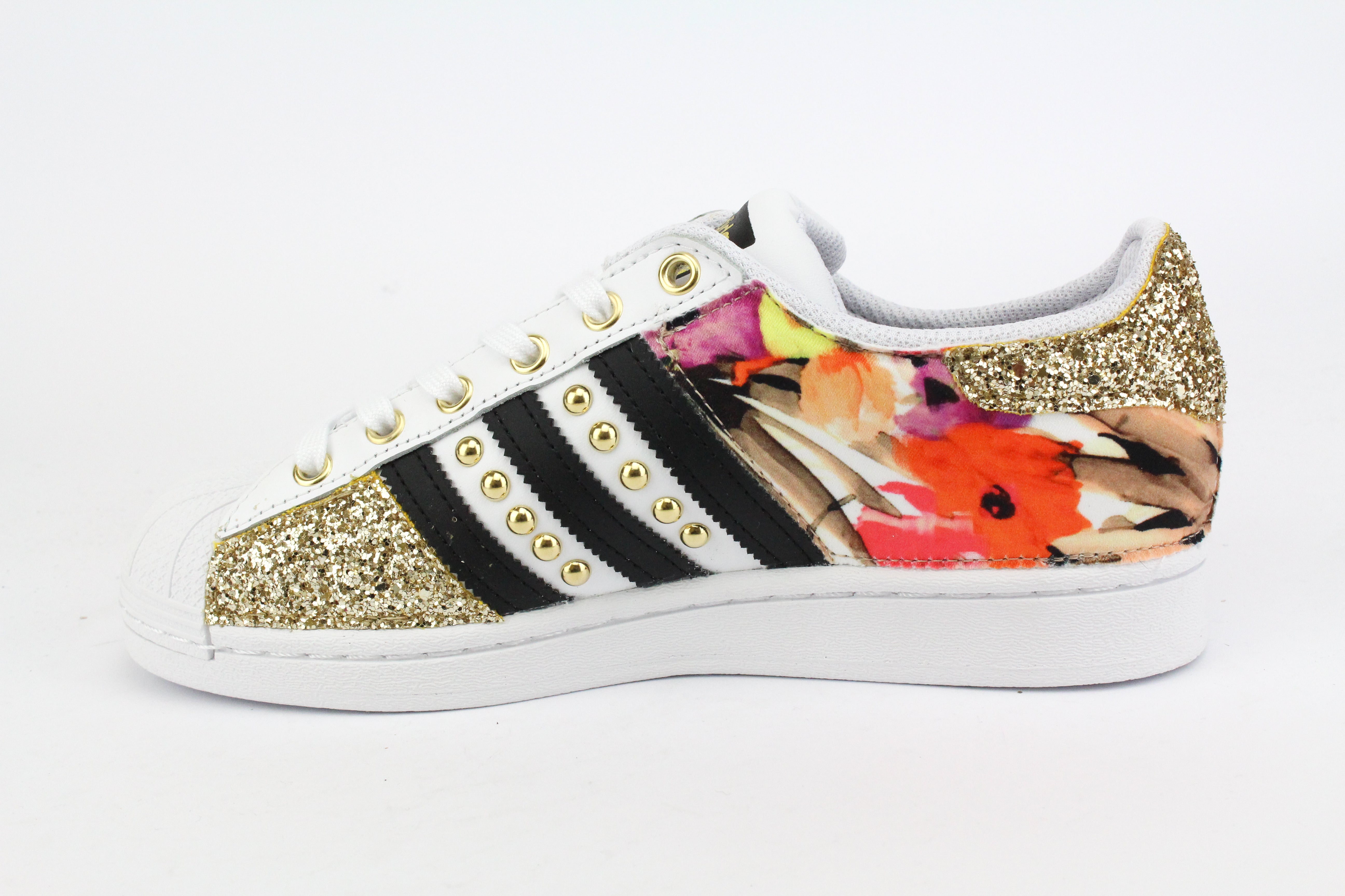 Adidas Superstar Flowers Gold 2 Glitter &amp; Studs